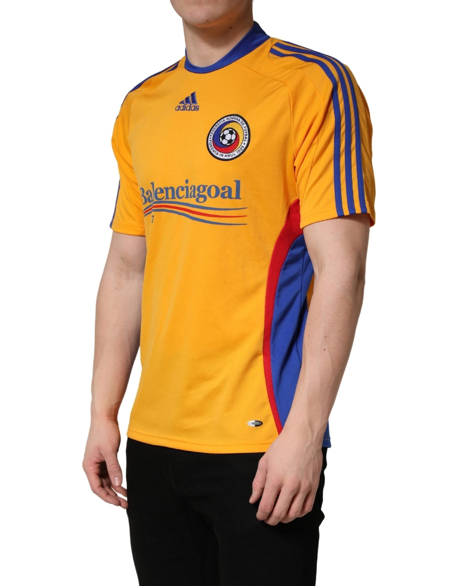 Adidas Yellow Polyester Balenciagoal CrewNeck Jersey T-shirt - RIMODA