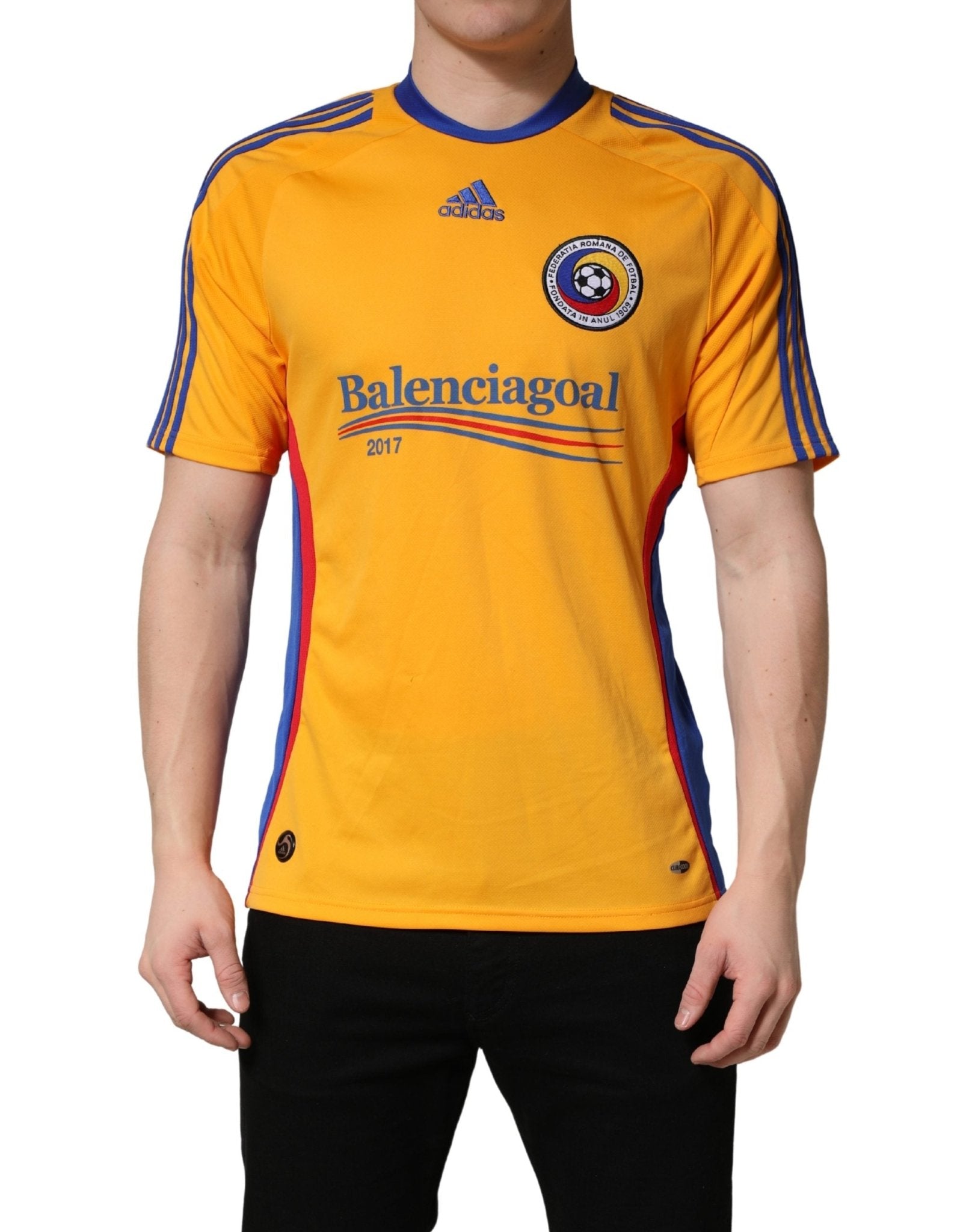 Adidas Yellow Polyester Balenciagoal CrewNeck Jersey T-shirt - RIMODA