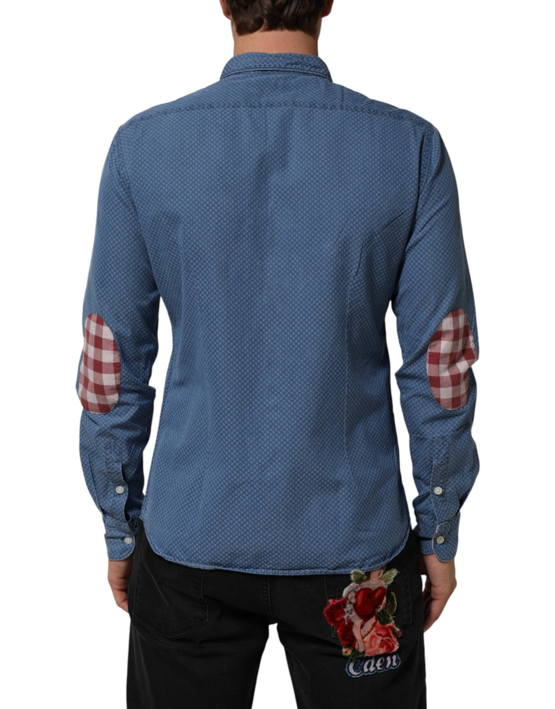 AGLINI Blue Cotton Slim Fit Collared Long Sleeve Casual Shirt - RIMODA