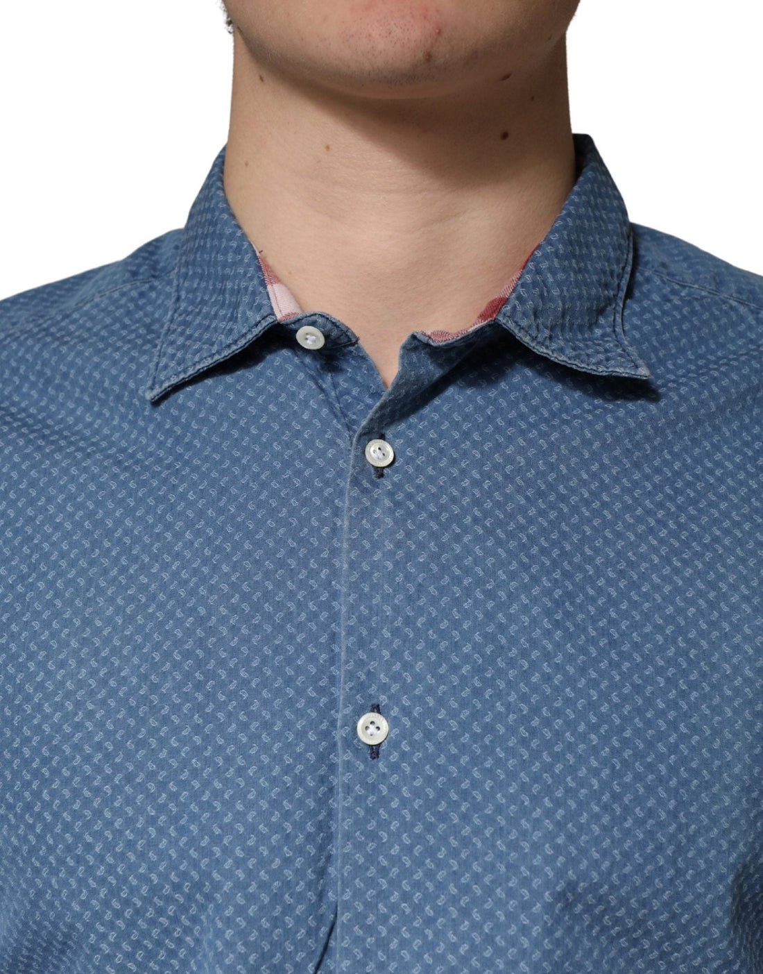 AGLINI Blue Cotton Slim Fit Collared LongSleeve Casual Shirt - RIMODA