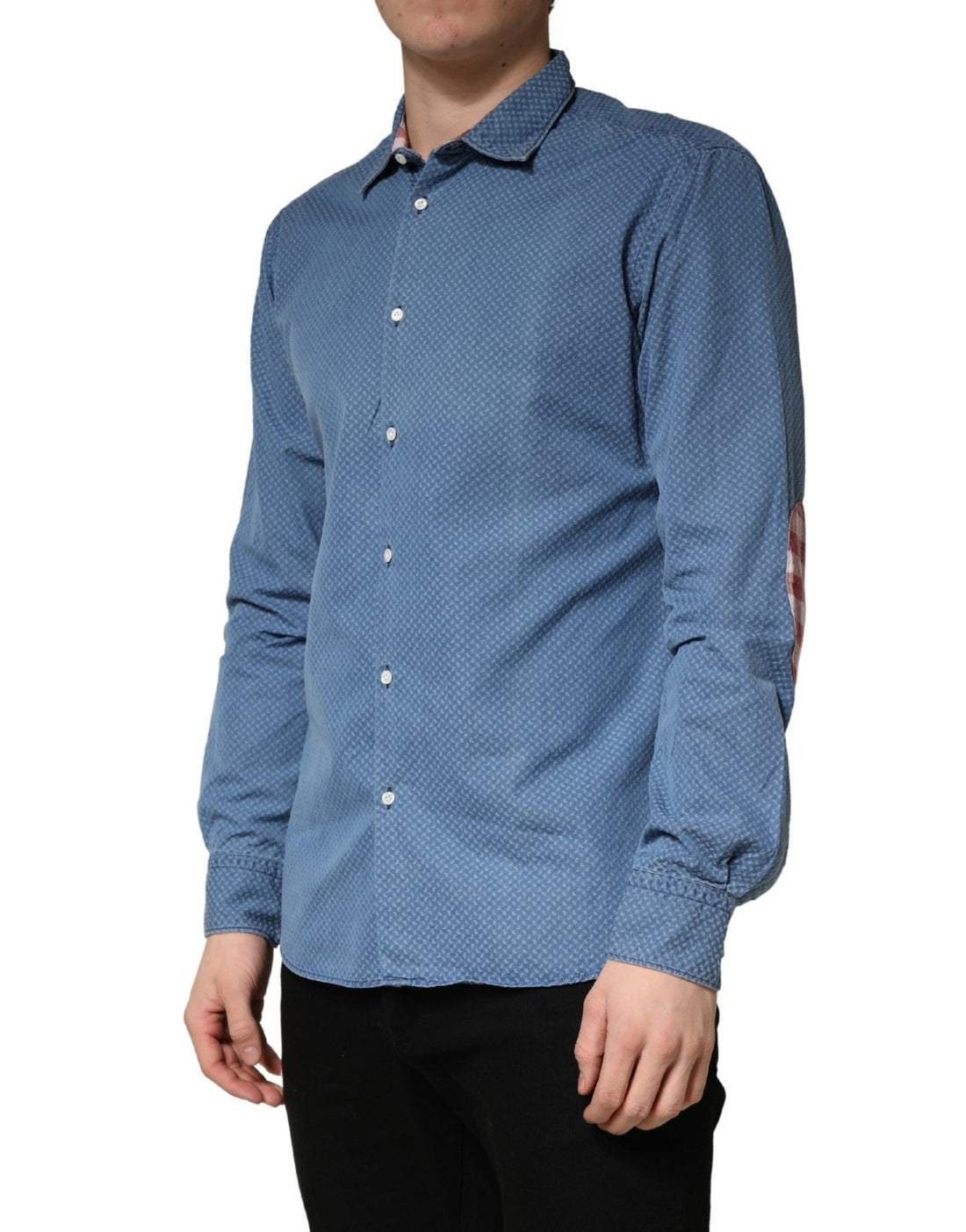 AGLINI Blue Cotton Slim Fit Collared LongSleeve Casual Shirt - RIMODA