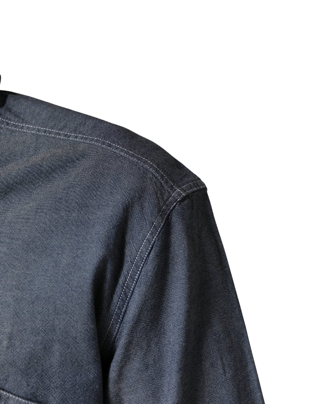 AGLINI Dark Blue Slim Fit Collared Long Sleeve Denim Shirt - RIMODA