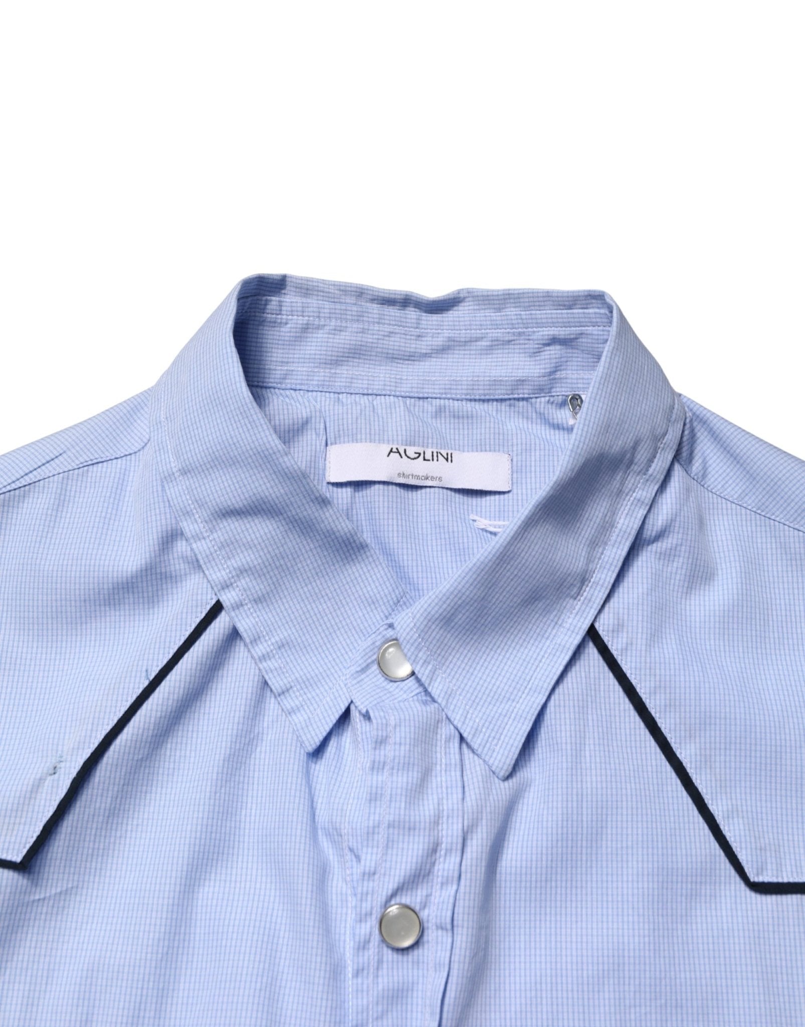 AGLINI Light Blue Slim Fit Collared Long Sleeve Casual Shirt - RIMODA