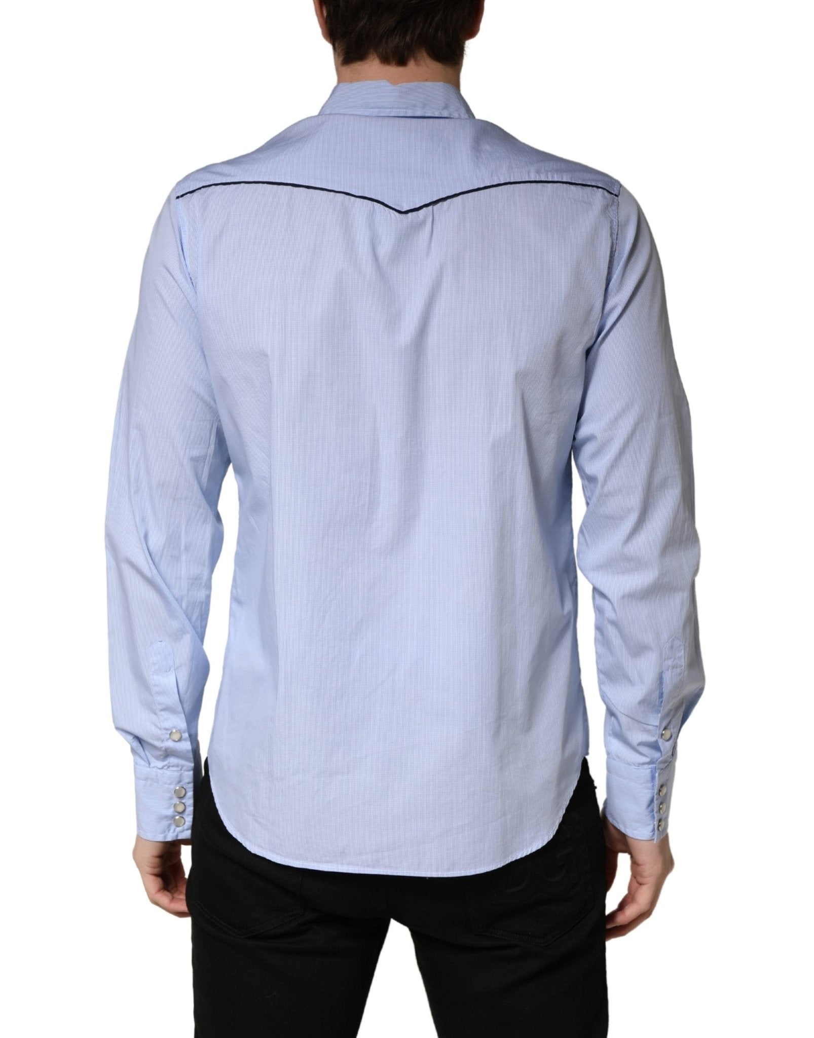AGLINI Light Blue Slim Fit Collared Long Sleeve Casual Shirt - RIMODA