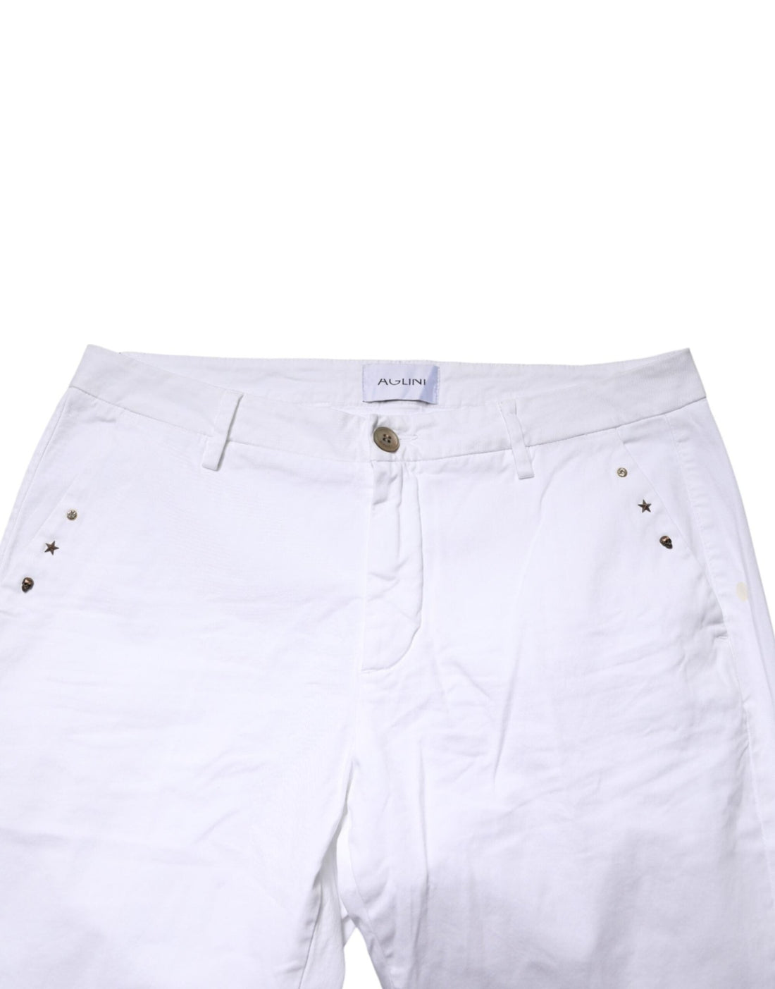 AGLINI White Skinny Fit Mid Waist Men Chino Trouser Pants - RIMODA