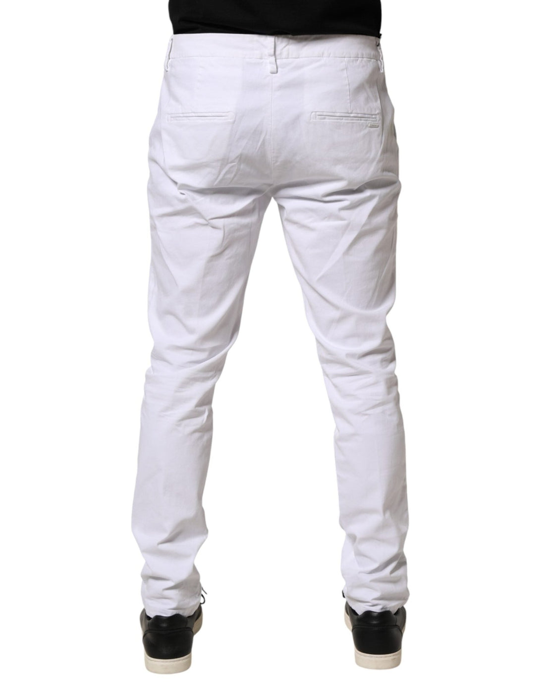 AGLINI White Skinny Fit Mid Waist Men Chino Trouser Pants - RIMODA