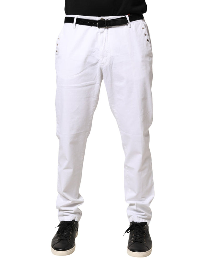AGLINI White Skinny Fit Mid Waist Men Denim Trouser Jeans - RIMODA