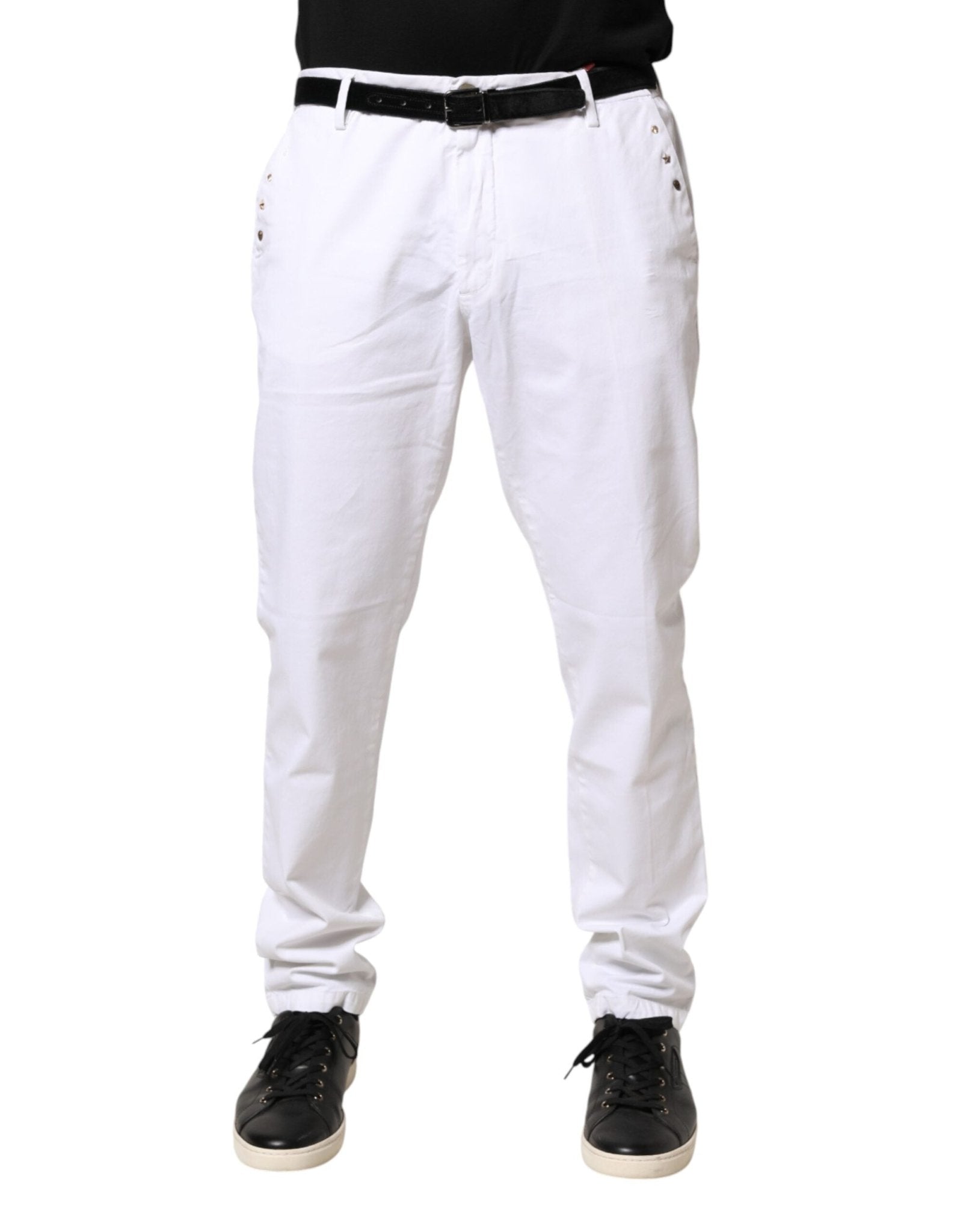 AGLINI White Skinny Fit Mid Waist Men Denim Trouser Jeans - RIMODA