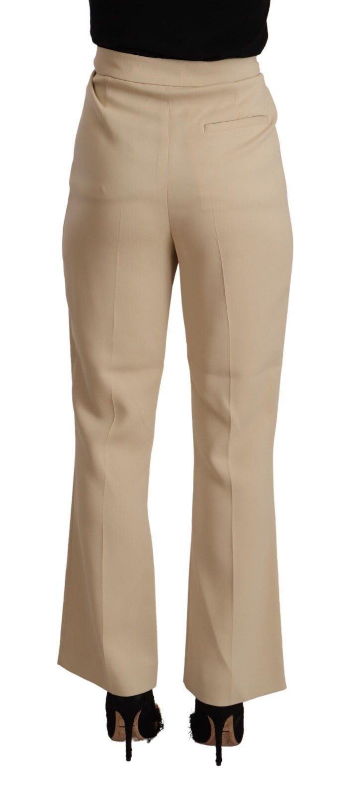 Alberta Ferretti Beige Viscose High Waist Flared Dress Trouser Pants - RIMODA