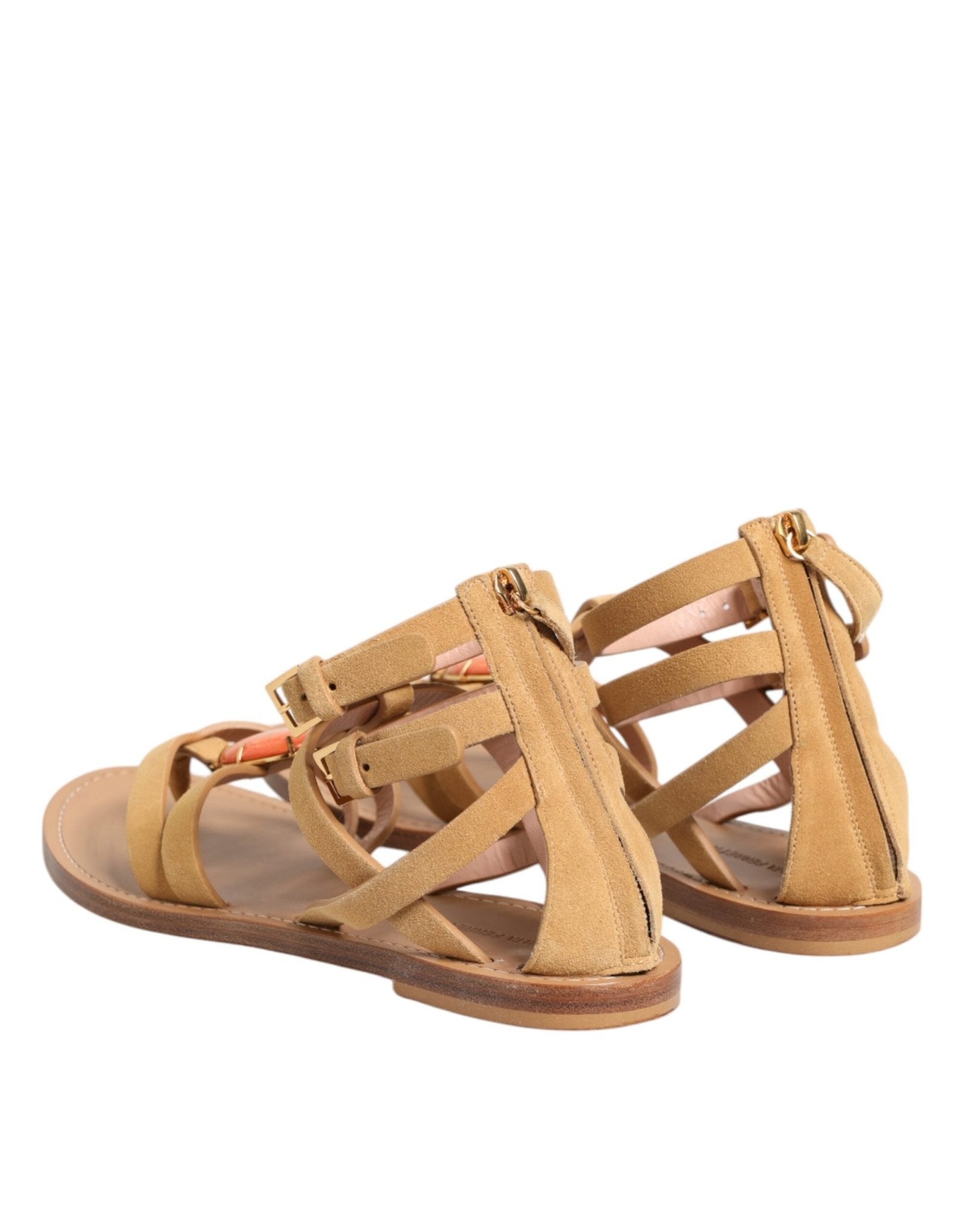 Alberta Ferretti Brown Flip Flops Zipper Ankle Strap Shoes - RIMODA