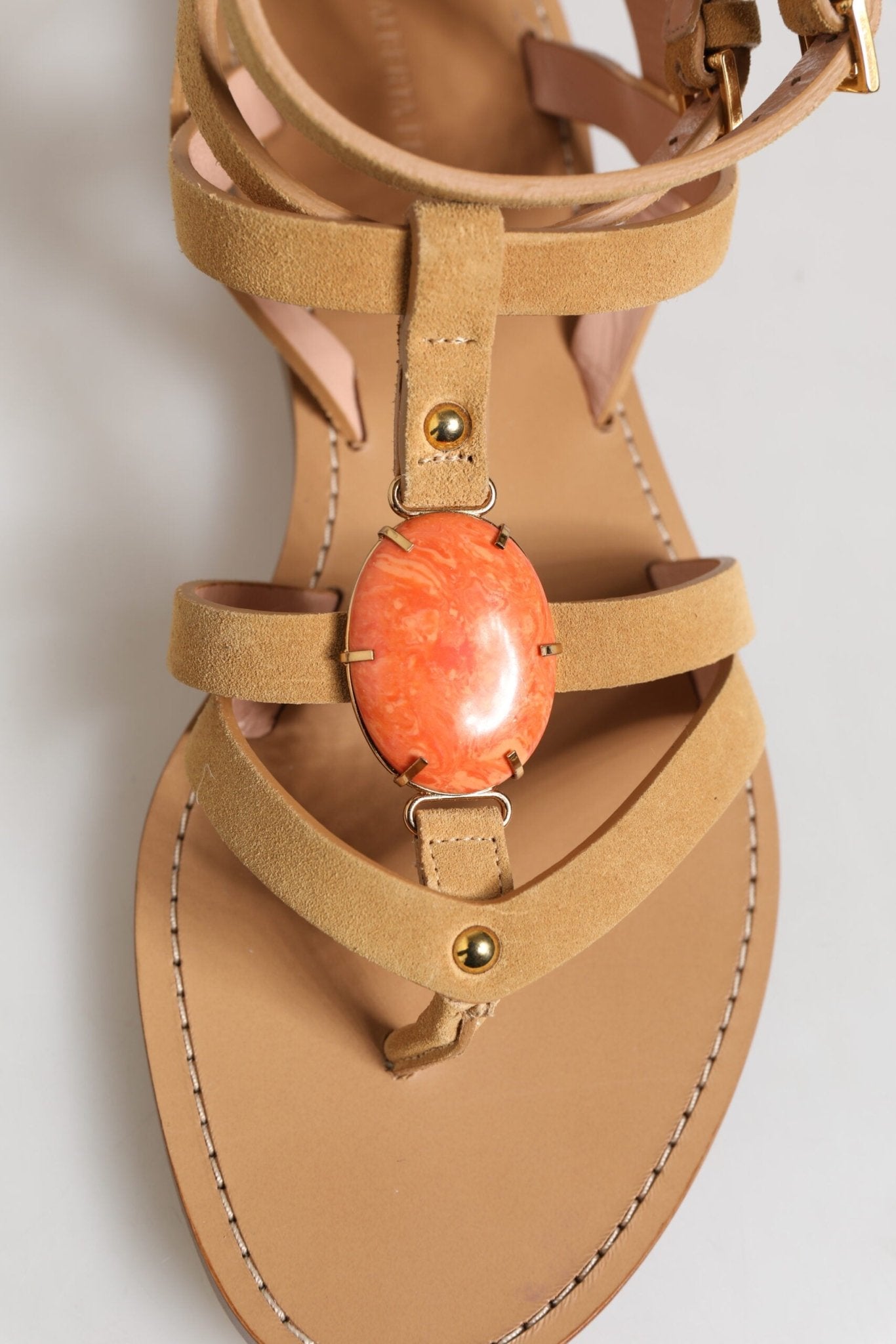 Alberta Ferretti Brown Flip Flops Zipper Ankle Strap Shoes - RIMODA