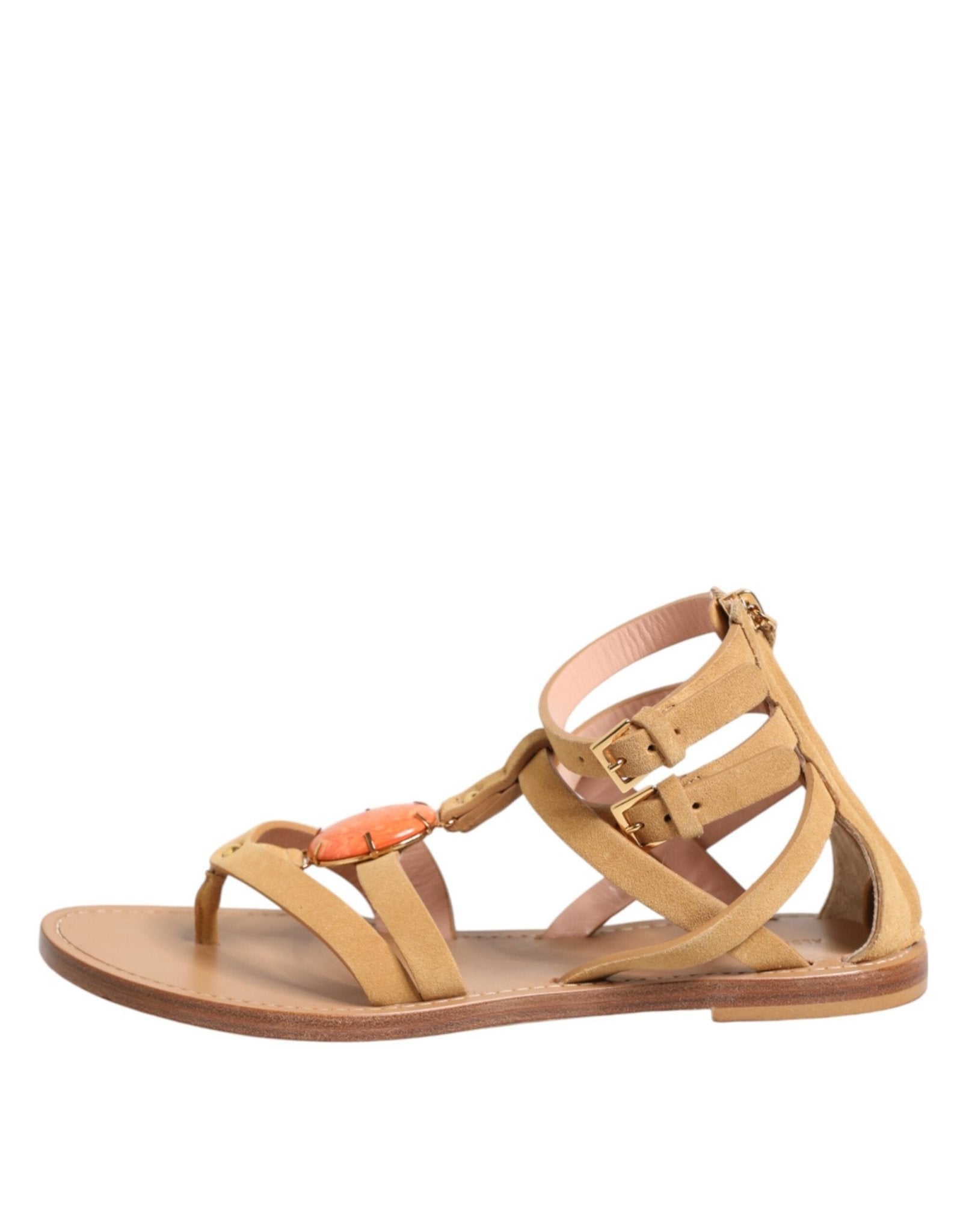 Alberta Ferretti Brown Flip Flops Zipper Ankle Strap Shoes - RIMODA