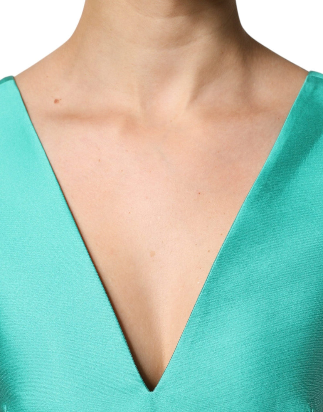 Alberta Ferretti Green Satin Polyester Sleeveless V-neck Layered Dress - RIMODA