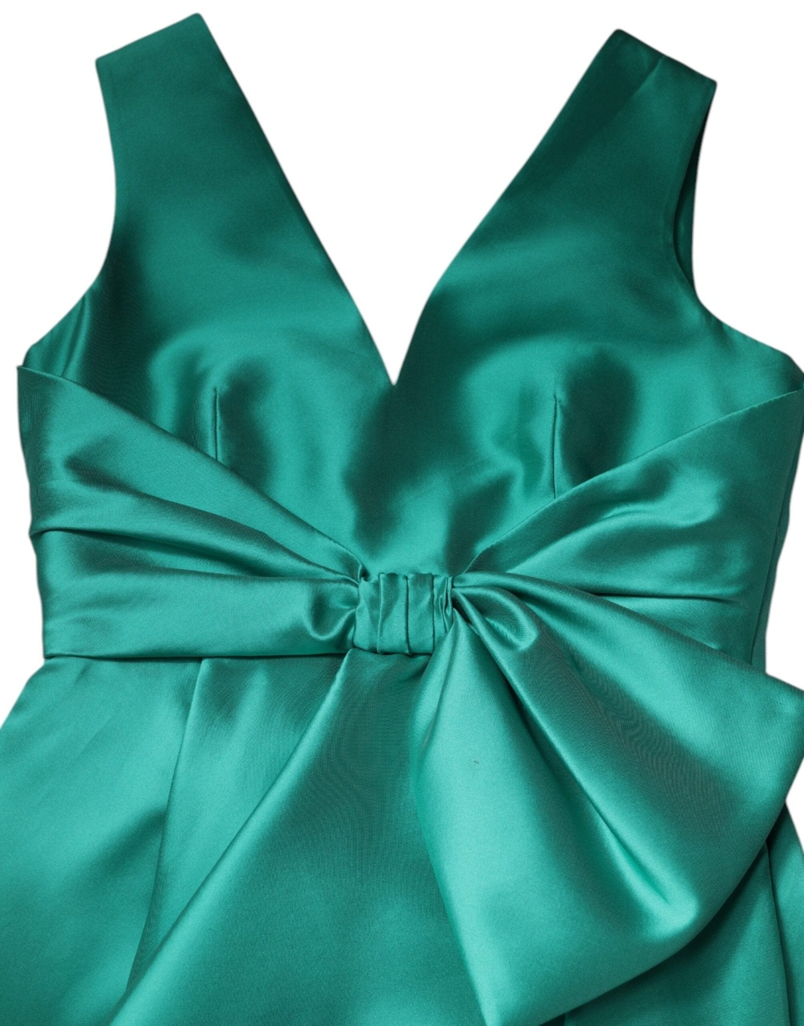 Alberta Ferretti Green Satin Polyester Sleeveless V-neck Layered Dress - RIMODA