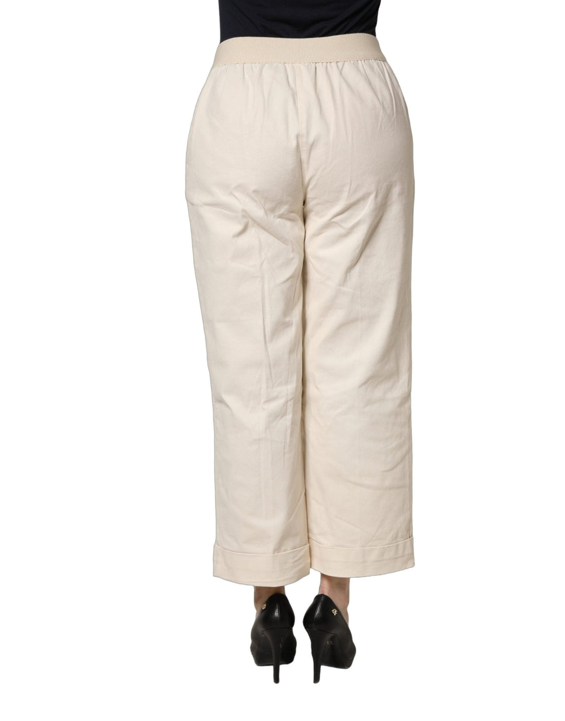 Alpha Studio Beige High Waist Straight Capri Cropped Trouser Pants - RIMODA