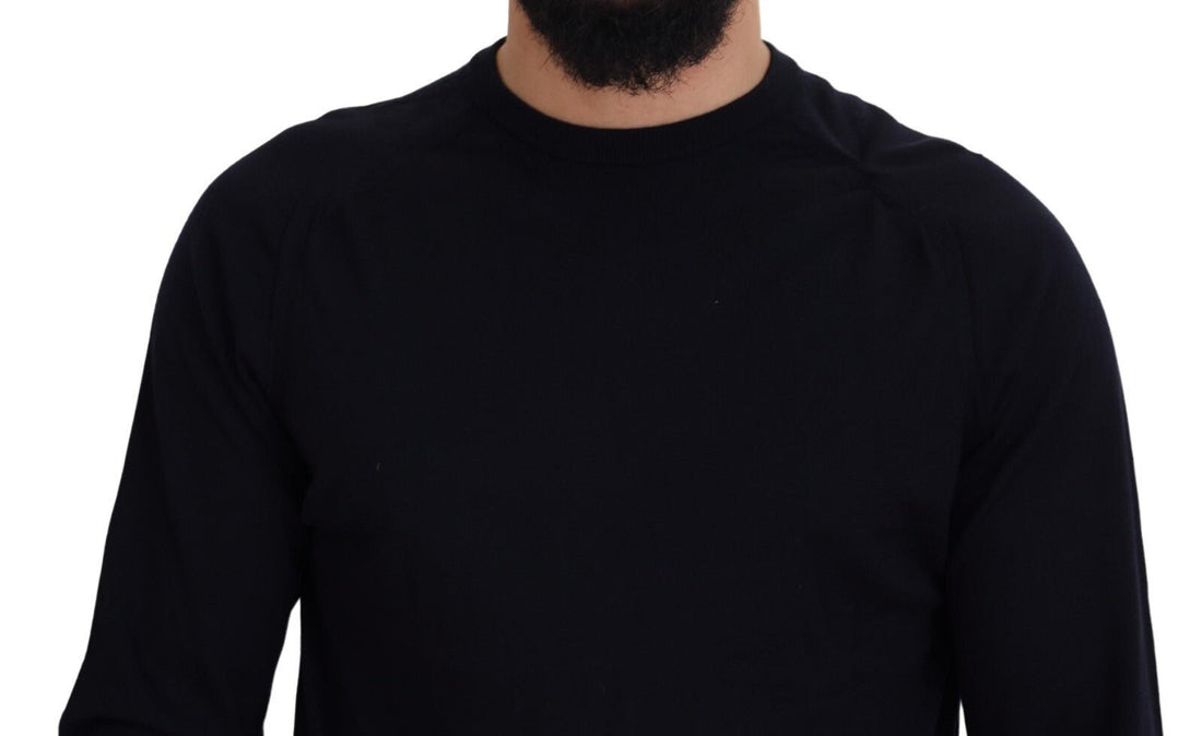 Alpha Studio Black Wool Crewneck Pullover Sweatshirt Sweater - RIMODA