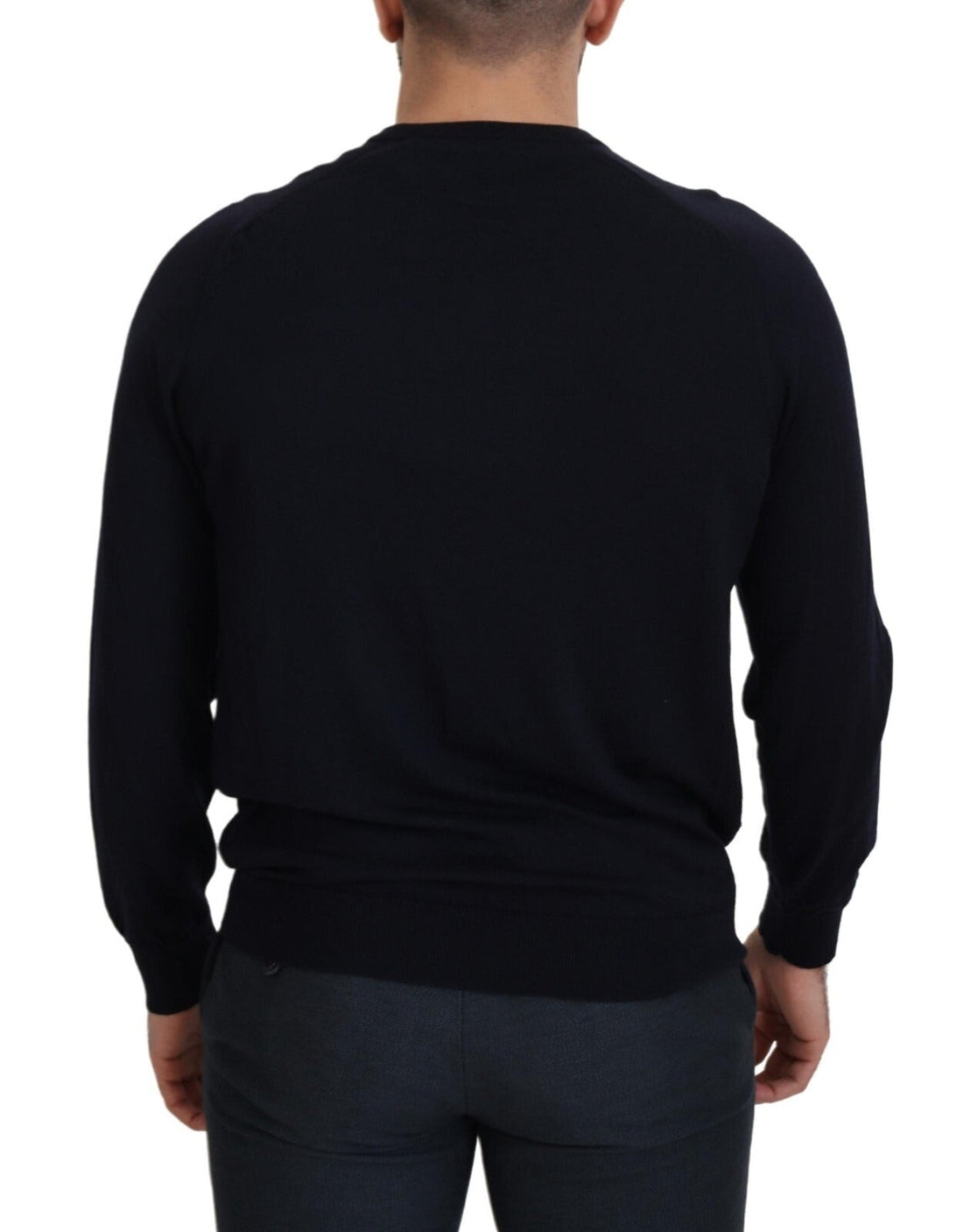 Alpha Studio Black Wool Crewneck Pullover Sweatshirt Sweater - RIMODA
