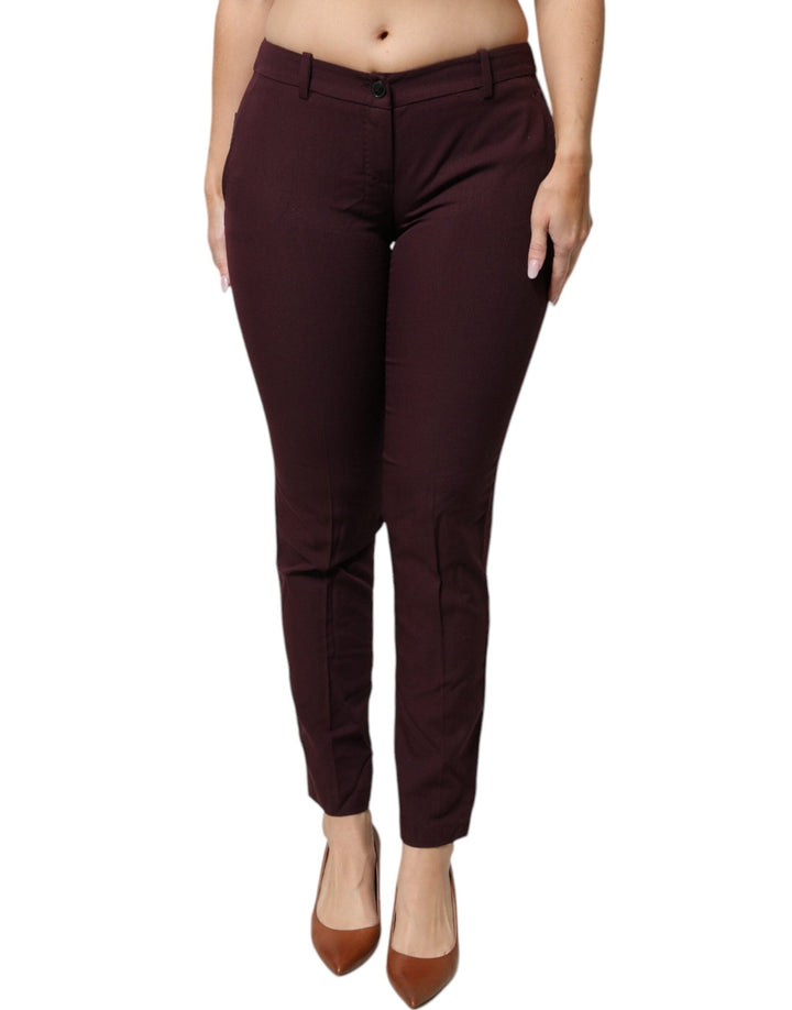 Aniye By Maroon Mid Waist Tapered Skinny Dress Pants - RIMODA
