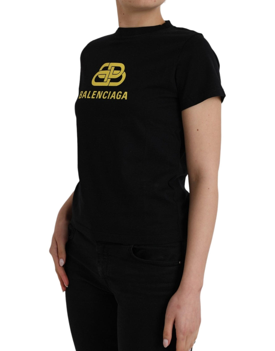 Balenciaga Black Cotton Logo Crew Neck Short Sleeves T-shirt - RIMODA