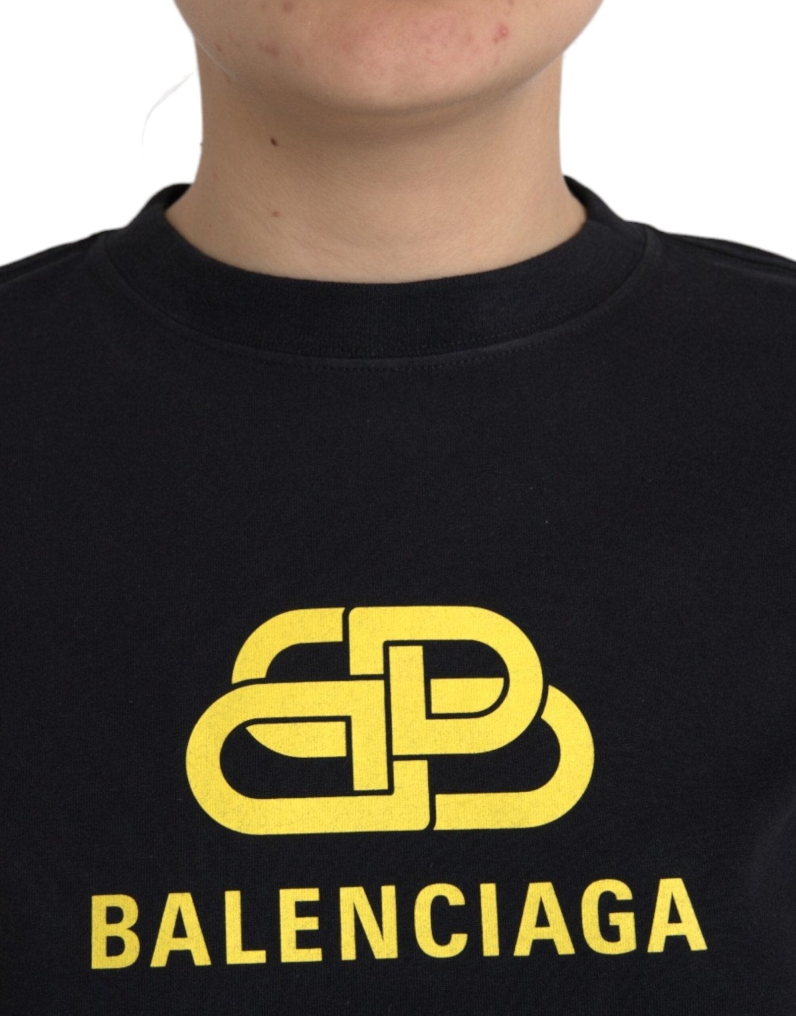 Balenciaga Black Cotton Logo Crew Neck Short Sleeves T-shirt - RIMODA