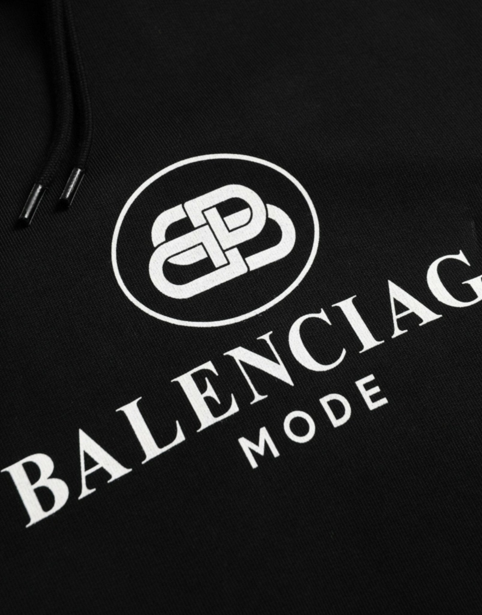 Balenciaga Black Cotton Logo Hooded Pullover Sweatshirt Sweater - RIMODA