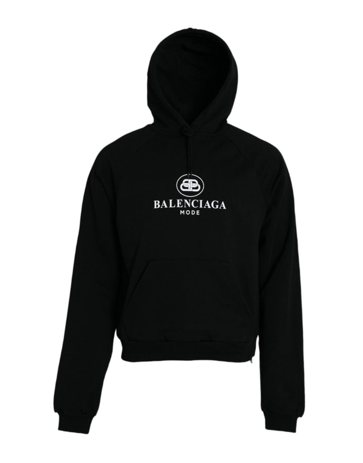 Balenciaga Black Cotton Logo Hooded Pullover Sweatshirt Sweater - RIMODA