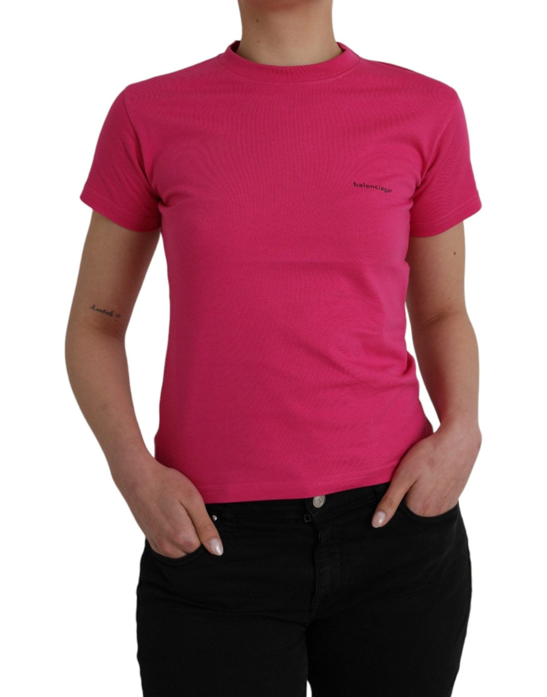 Balenciaga Pink Cotton Crew Neck Short Sleeves Tee T-shirt - RIMODA