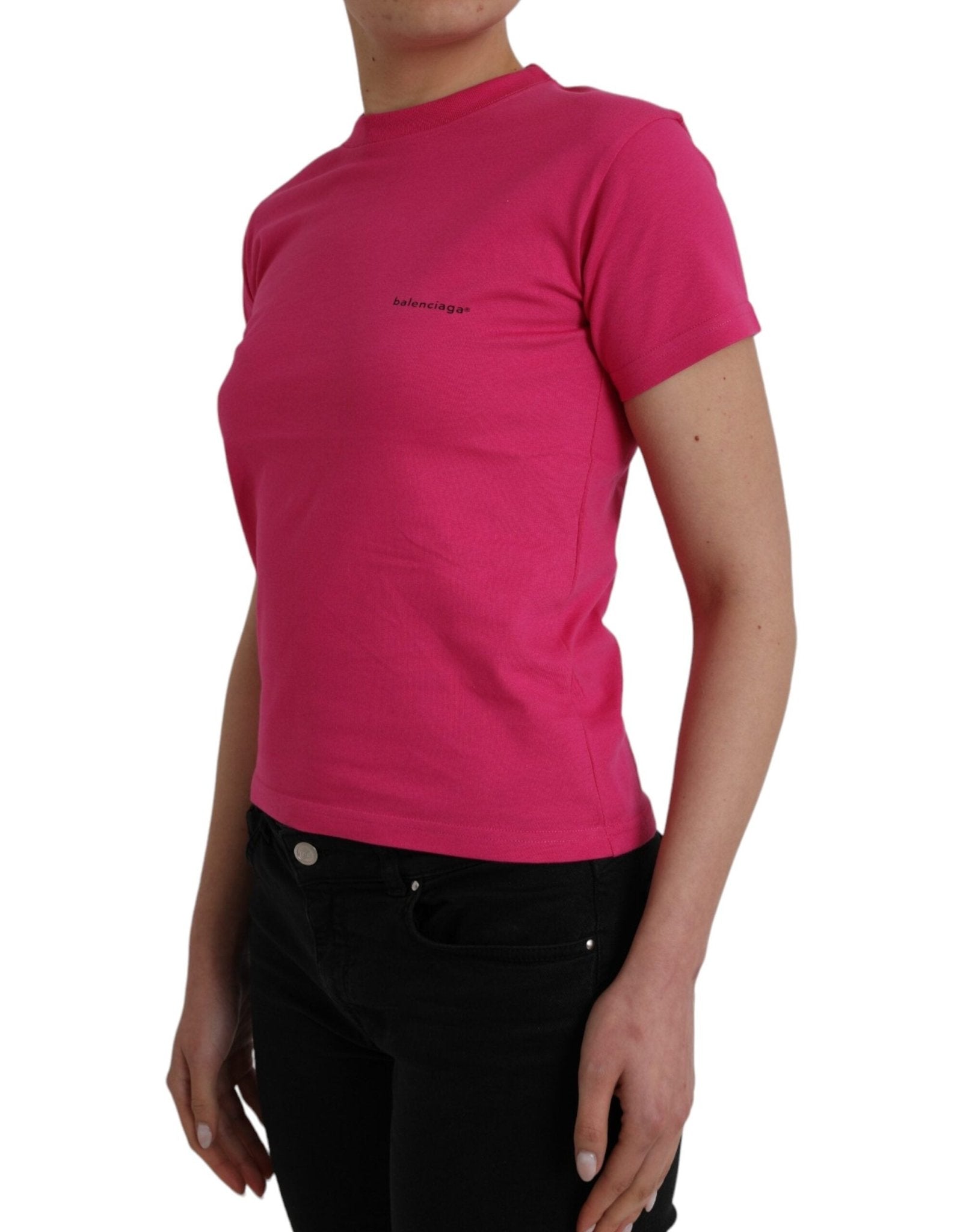 Balenciaga Pink Cotton Crew Neck Short Sleeves Tee T-shirt - RIMODA