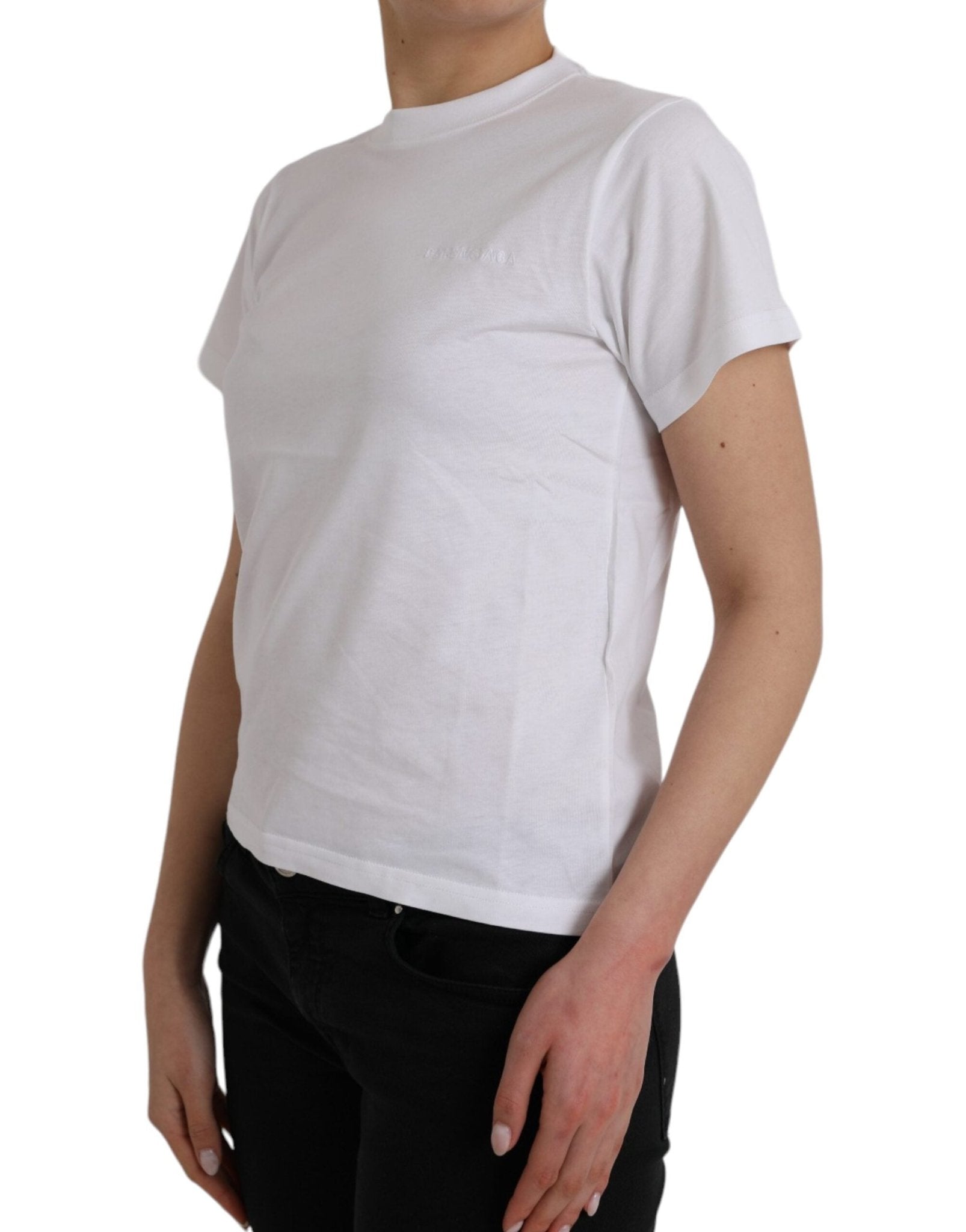Balenciaga White Cotton Crew Neck Short Sleeves T-shirt - RIMODA