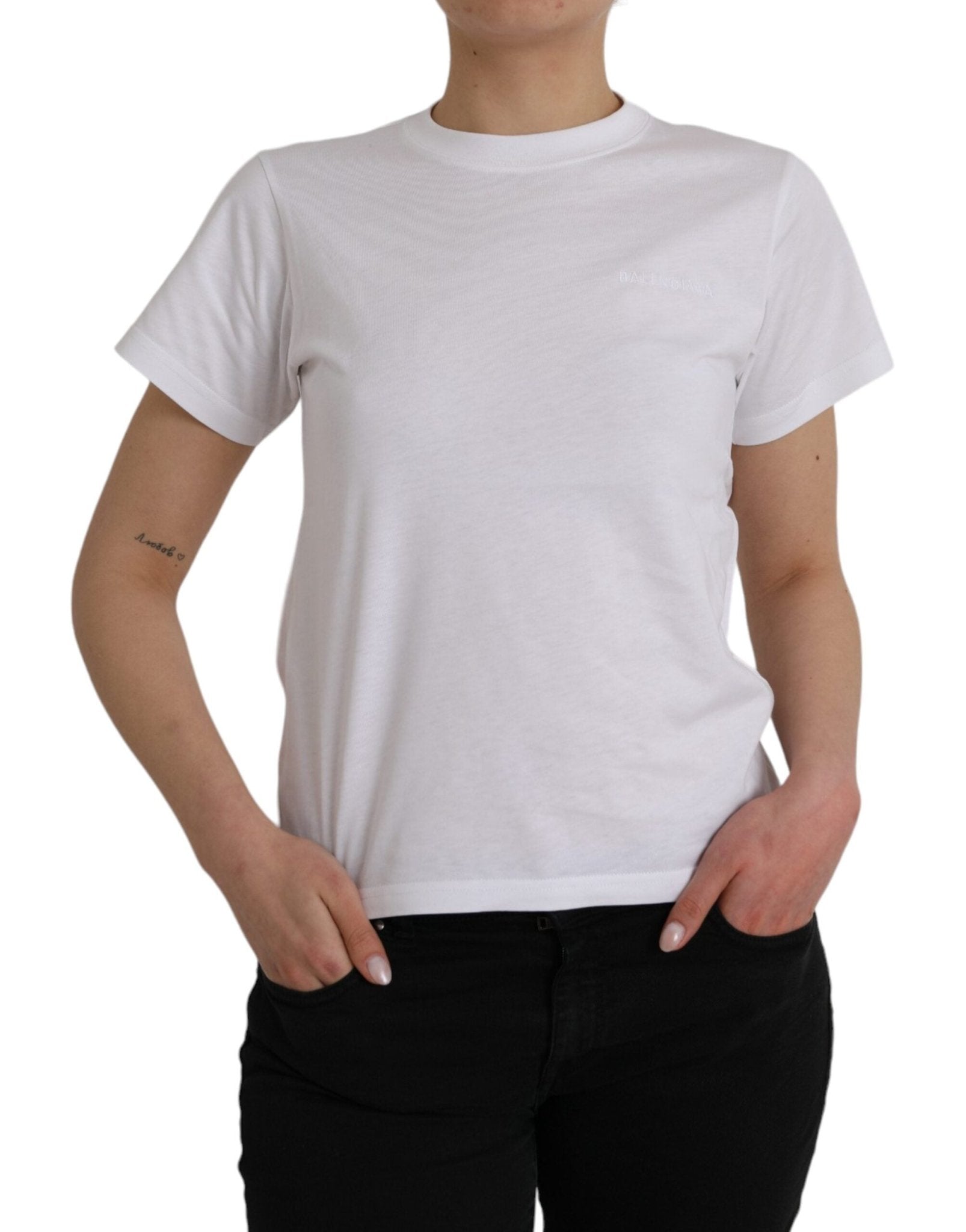 Balenciaga White Cotton Crew Neck Short Sleeves Tee T-shirt - RIMODA