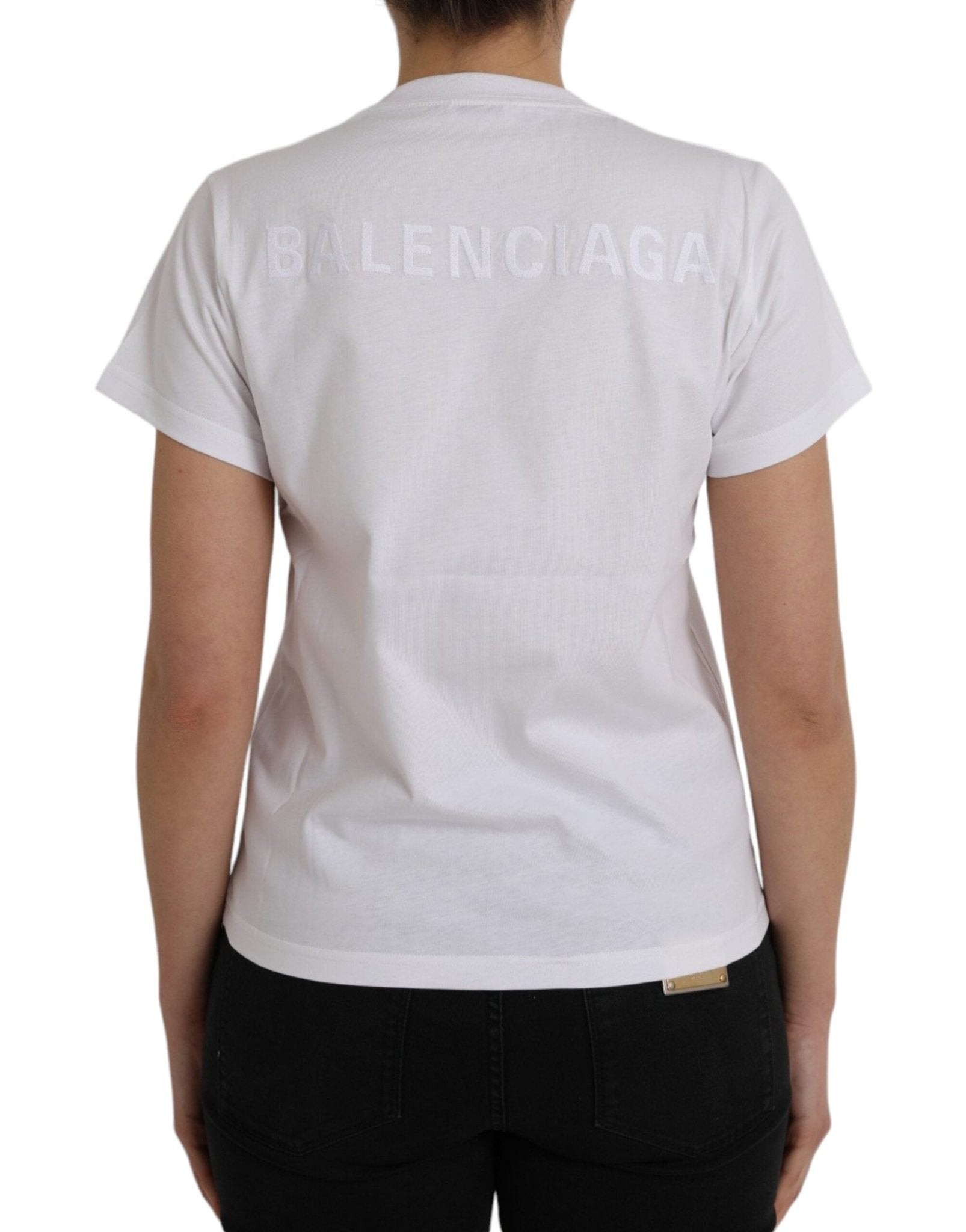 Balenciaga White Cotton Crew Neck Short Sleeves Tee T-shirt - RIMODA