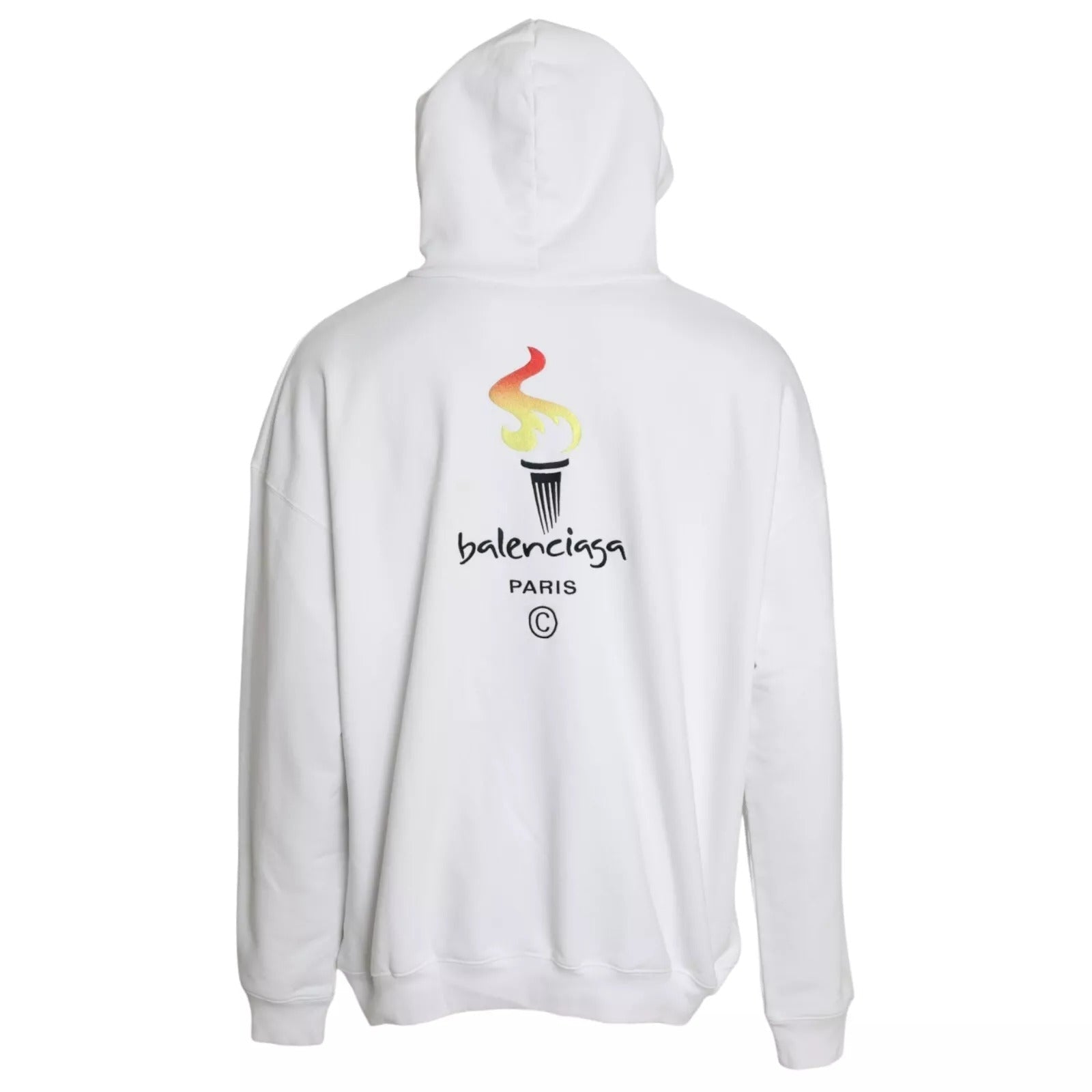 Balenciaga White Cotton Hooded Pullover OVERSIZE Sweater - RIMODA