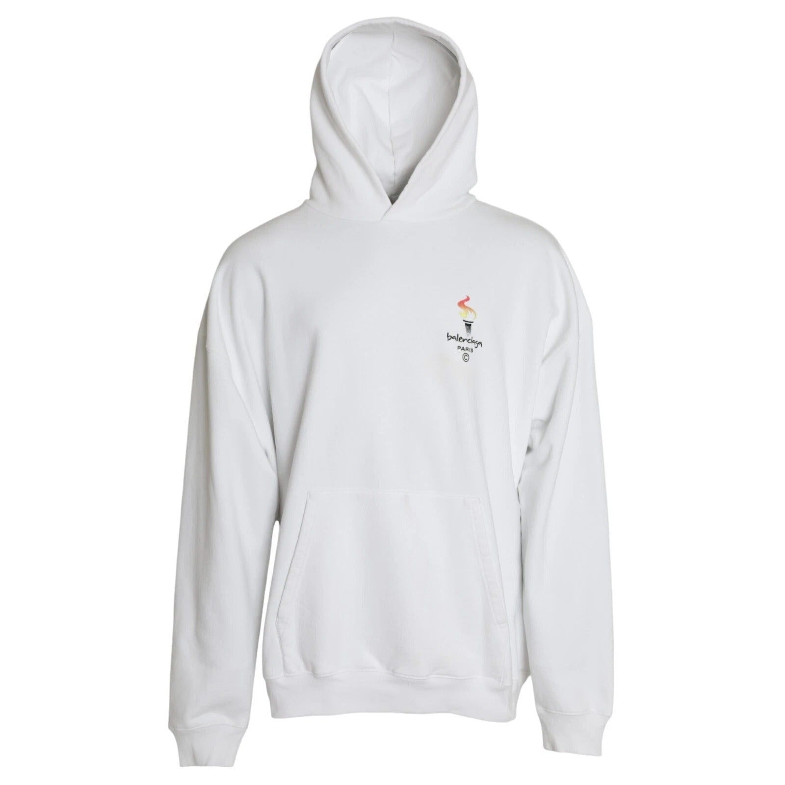 Balenciaga White Cotton Hooded Pullover OVERSIZE Sweater - RIMODA