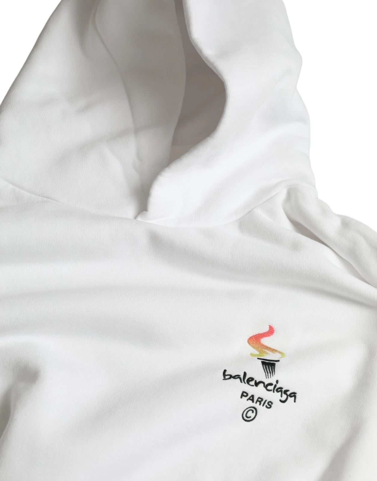 Balenciaga White Cotton Hooded Pullover OVERSIZE Sweater - RIMODA