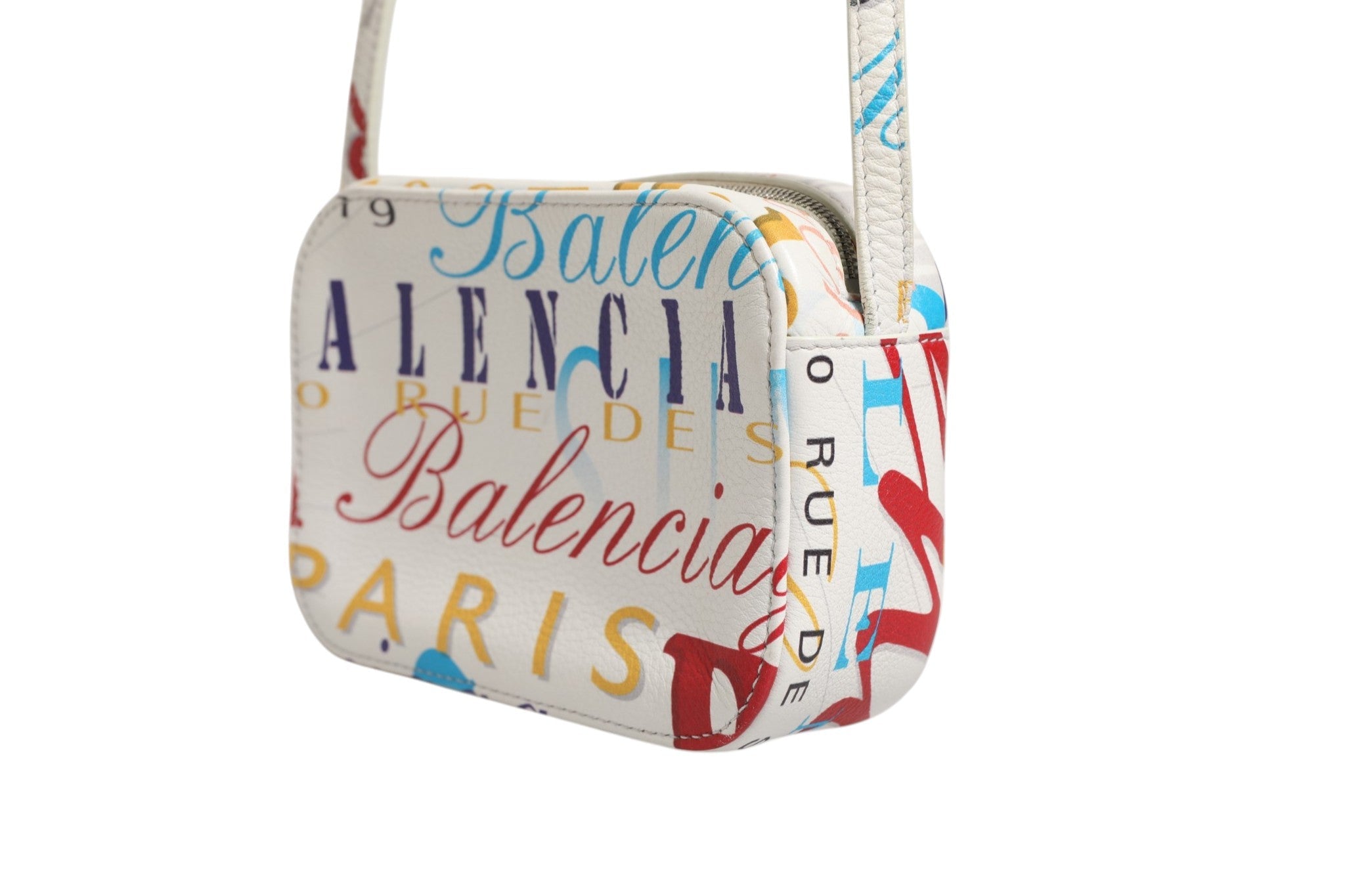 Balenciaga White Graffiti Print Leather Mini City Handbag - RIMODA