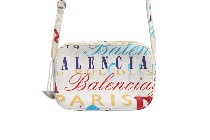 Balenciaga White Graffiti Print Leather Mini City Handbag - RIMODA