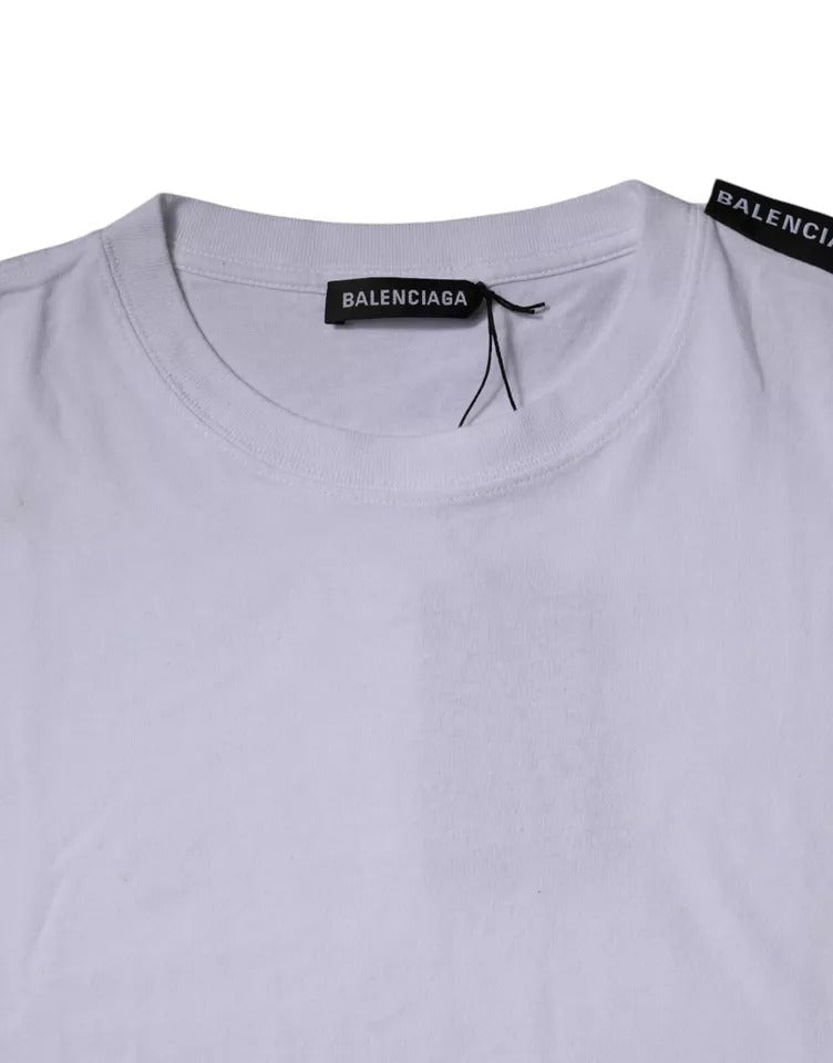 Balenciaga White Logo Cotton Jersey Crew Neck Short Sleeves T-shirt - RIMODA