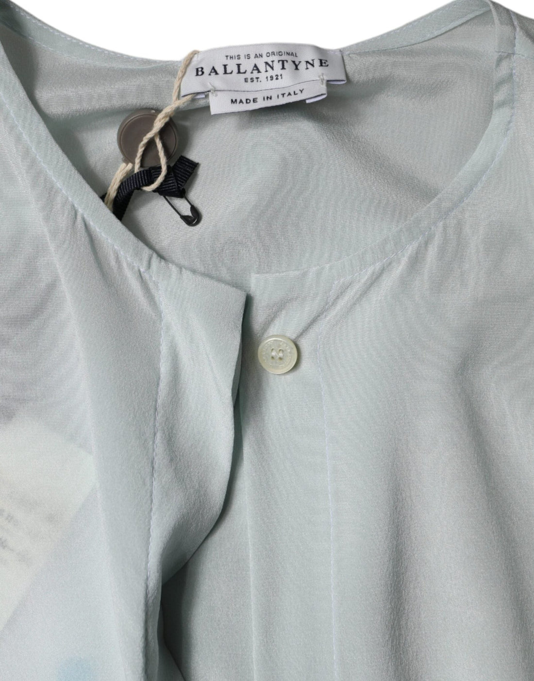 Ballantyne Light Blue Silk Ascot Collared Long Sleeves Top - RIMODA