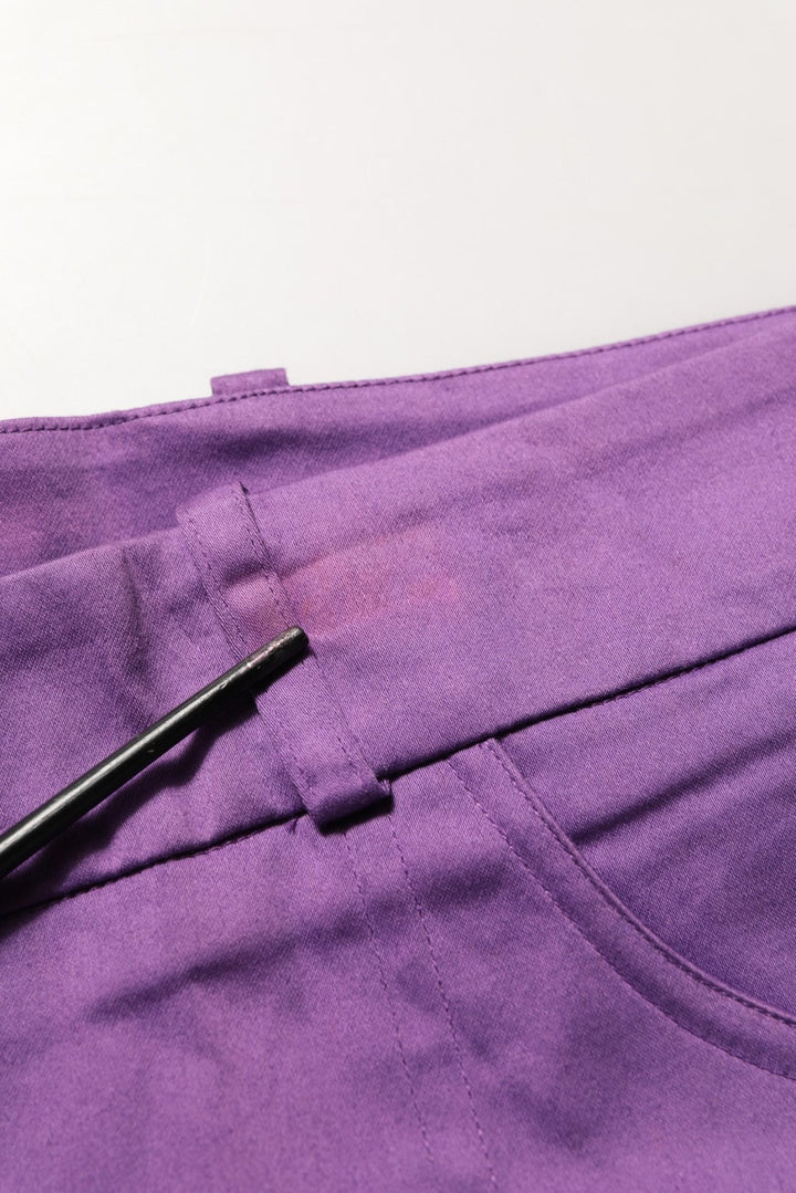 BENCIVENGA Violet Cotton Stretch High Waist Cropped Trouser Pants - RIMODA