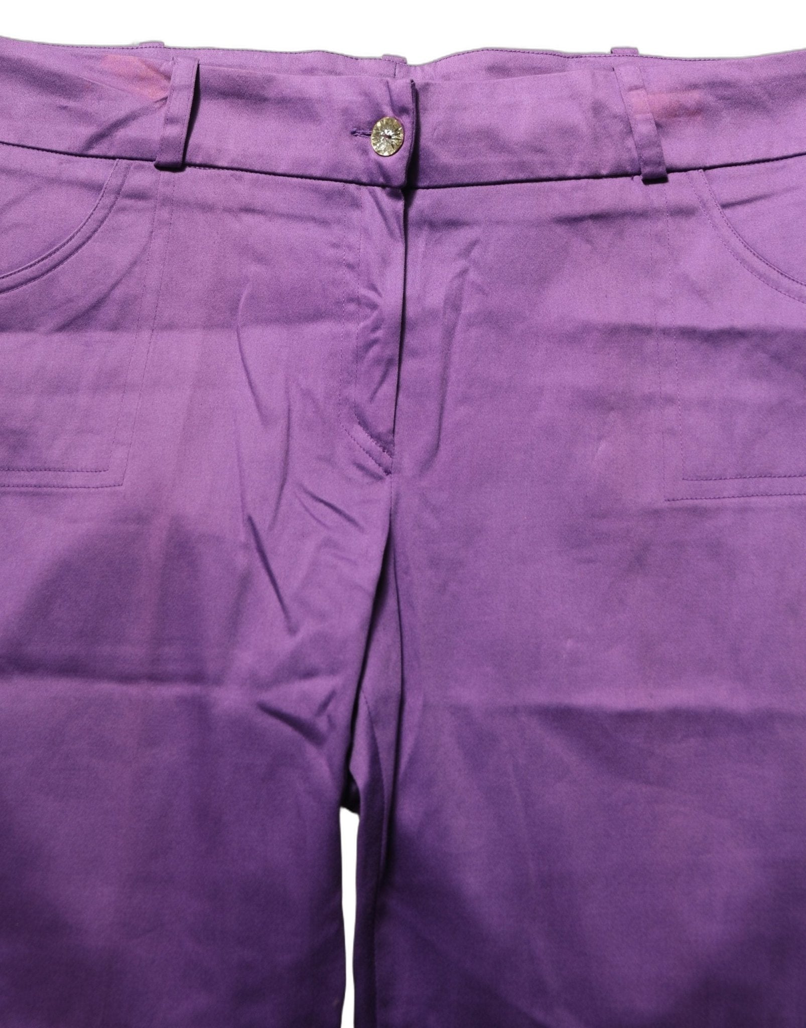 BENCIVENGA Violet Cotton Stretch High Waist Cropped Trouser Pants - RIMODA
