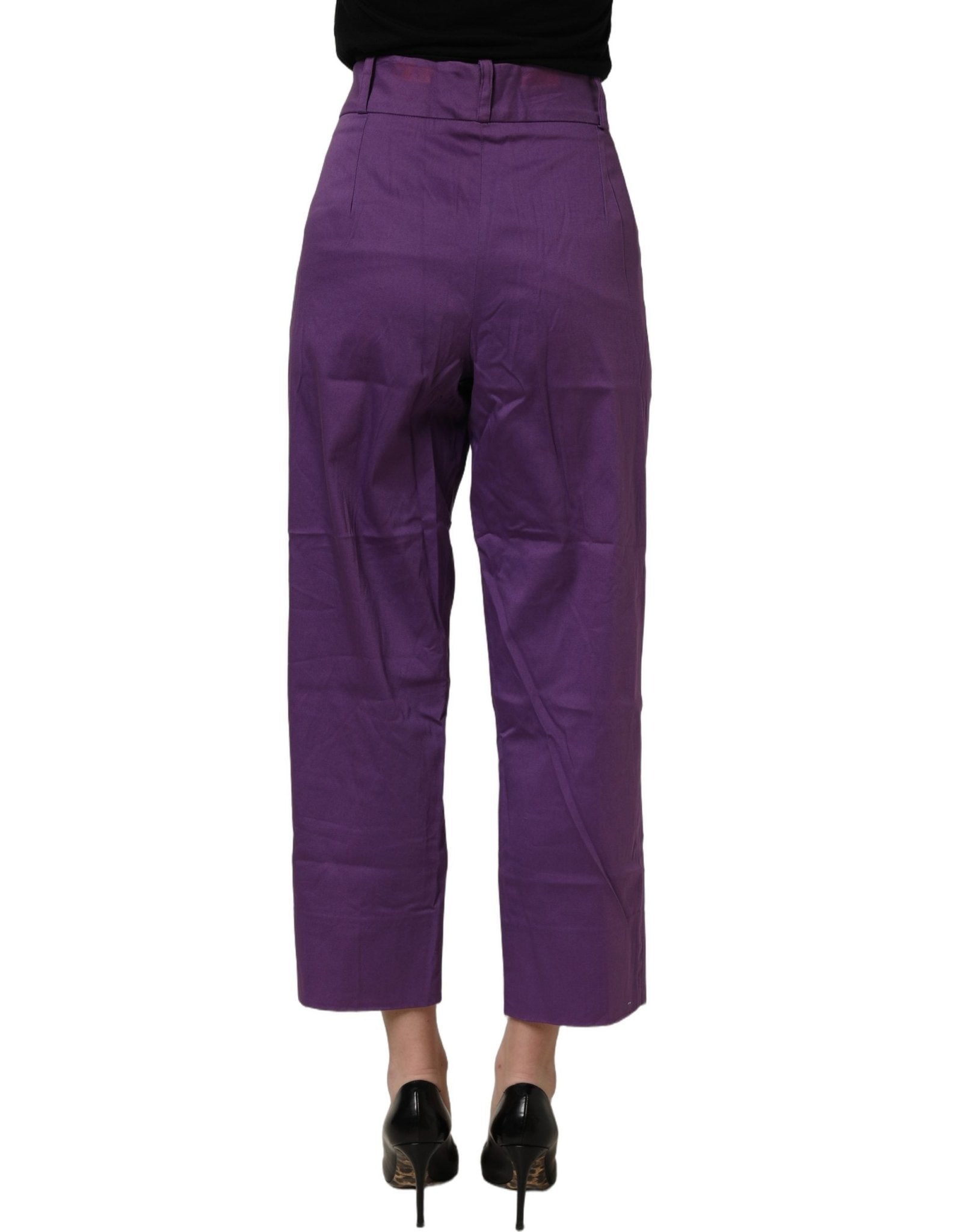 BENCIVENGA Violet Cotton Stretch High Waist Cropped Trouser Pants - RIMODA