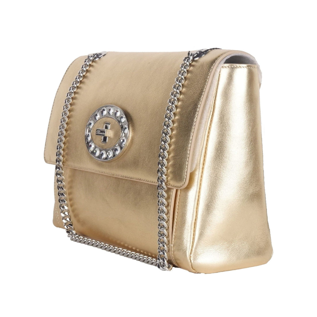 Blumarine Gold Leather Shoulder Women Bag - RIMODA