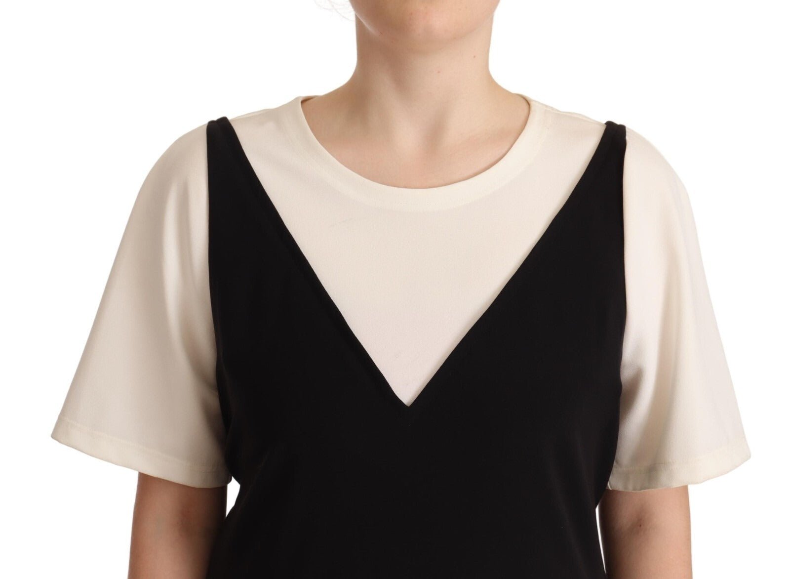 Boutique Moschino Black White Polyester Short Sleeves Top Blouse - RIMODA