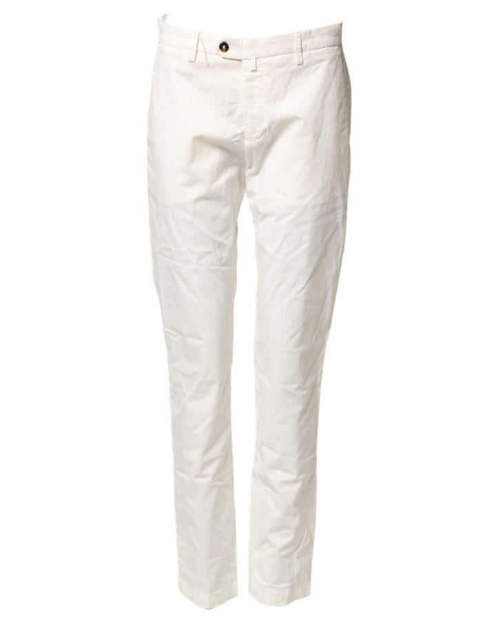 Briglia 1949 White Cotton Straight Fit Chino Trouser Pants - RIMODA