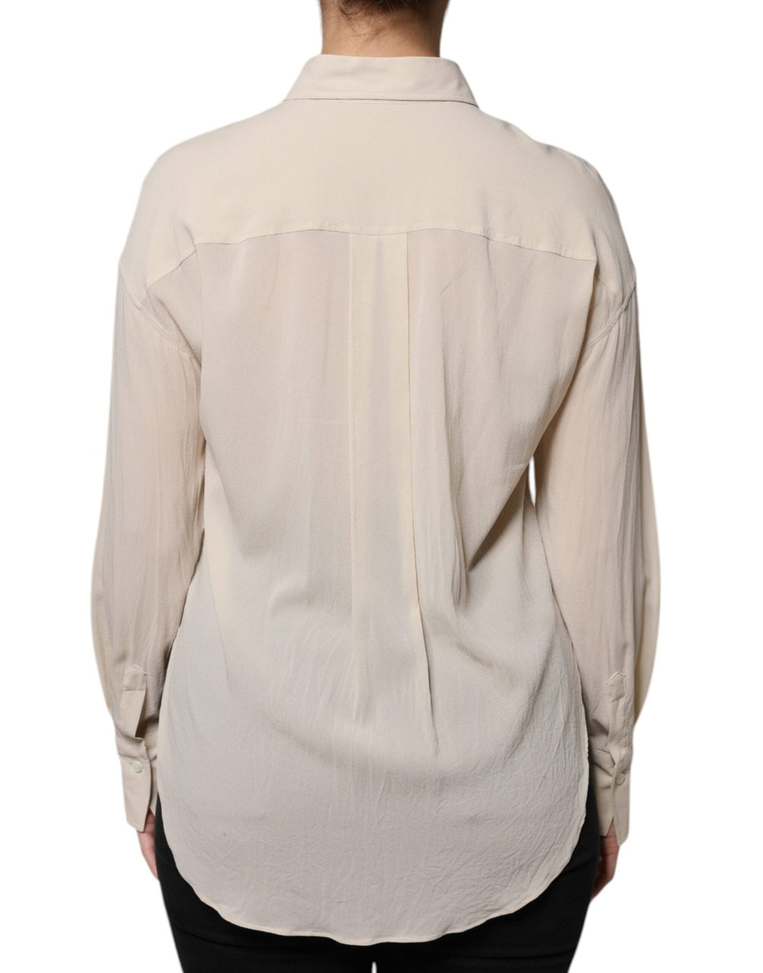 Brunello Cucinelli Beige Silk Blend Collared Button Down Top - RIMODA