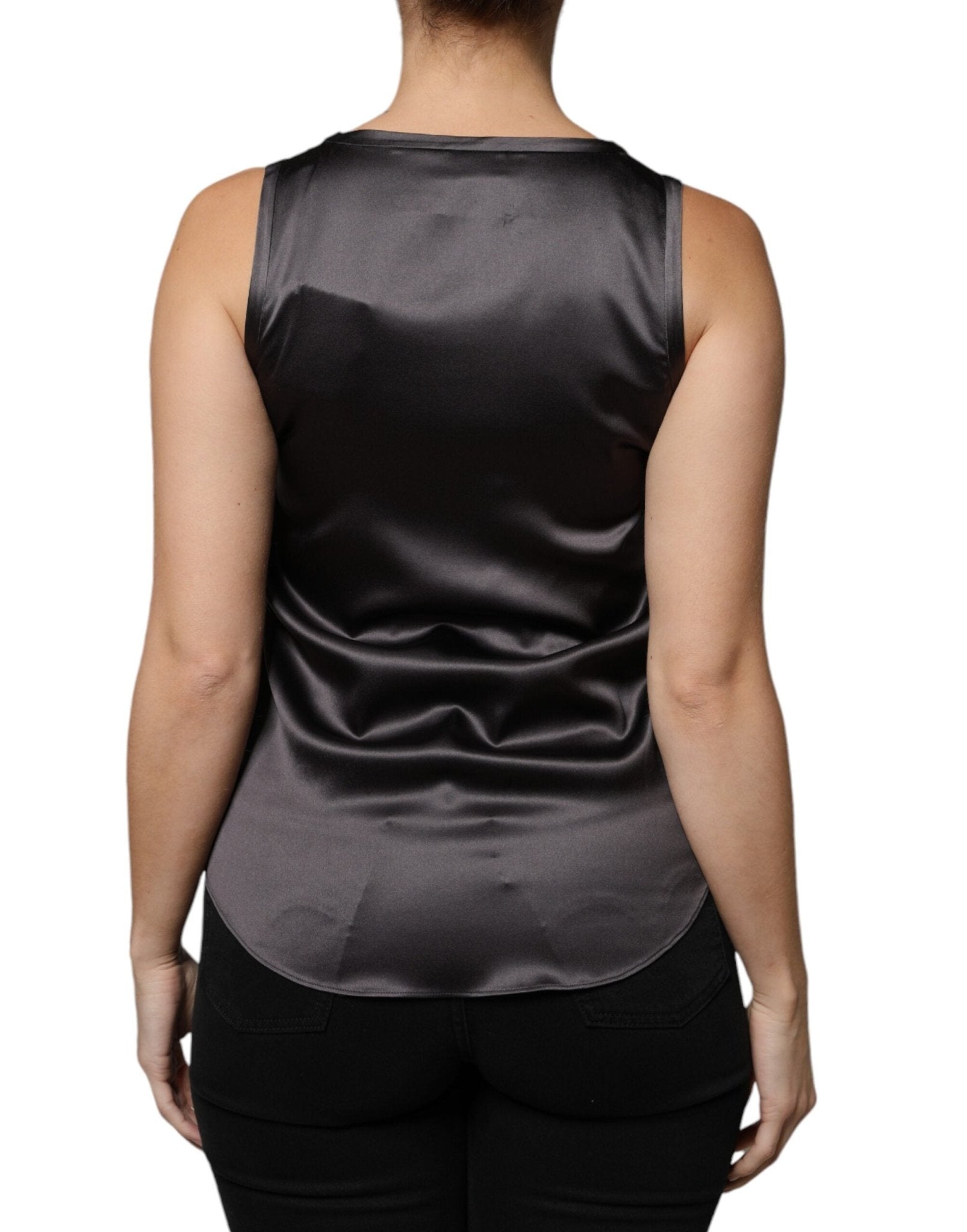 Brunello Cucinelli Black Silk Blend Sleeveless Tank Top - RIMODA