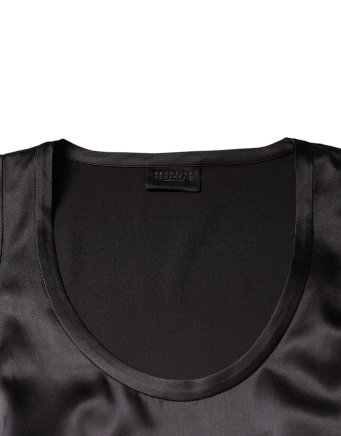 Brunello Cucinelli Black Silk Blend Sleeveless Tank Top - RIMODA
