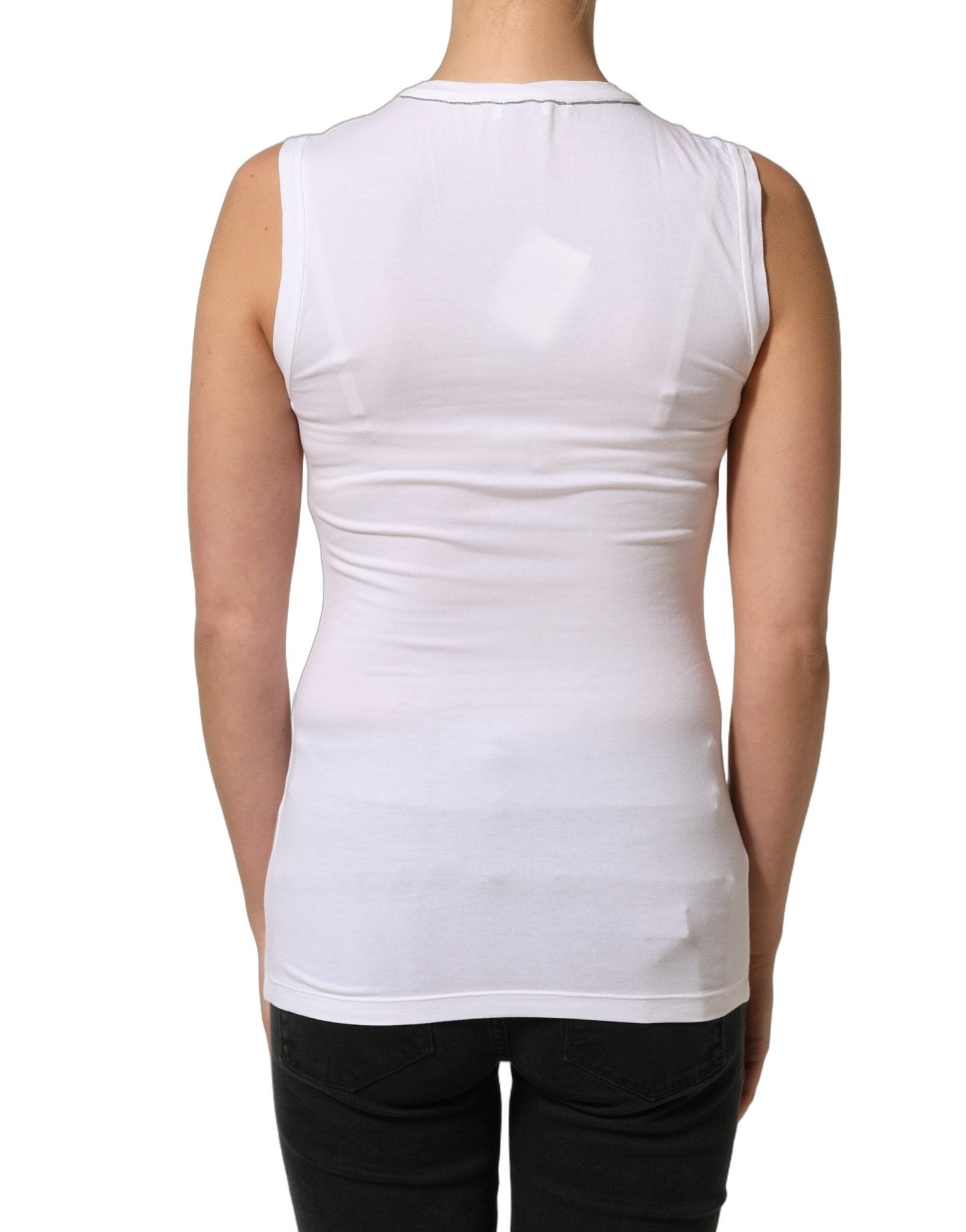 Brunello Cucinelli White SleeveLess Crew Neck Tank Blouse Top - RIMODA
