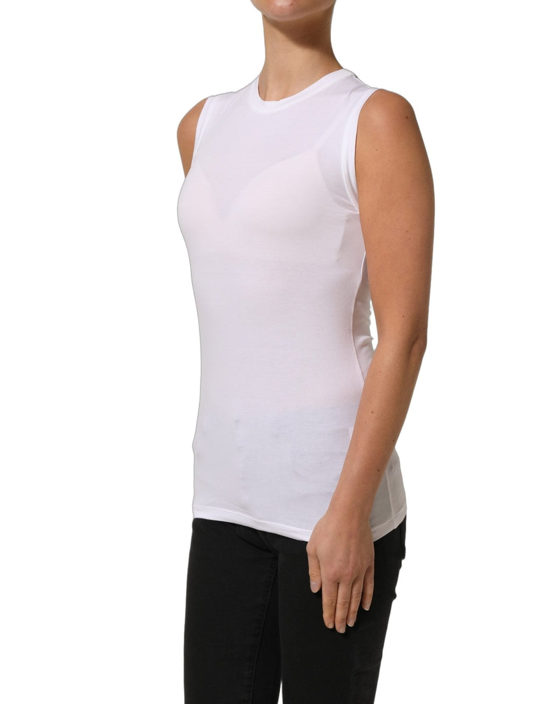 Brunello Cucinelli White SleeveLess Crew Neck Tank Blouse Top - RIMODA