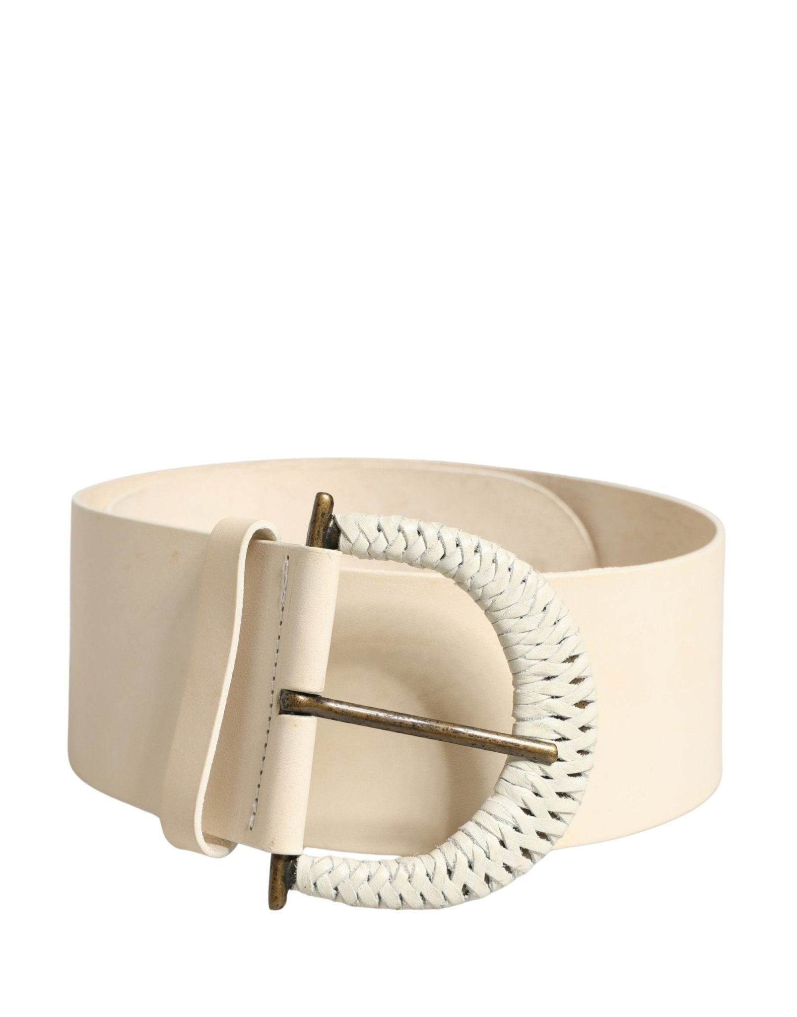 Cavalli Class Off White Leather Waist Women Cintura Buckle Belt - RIMODA